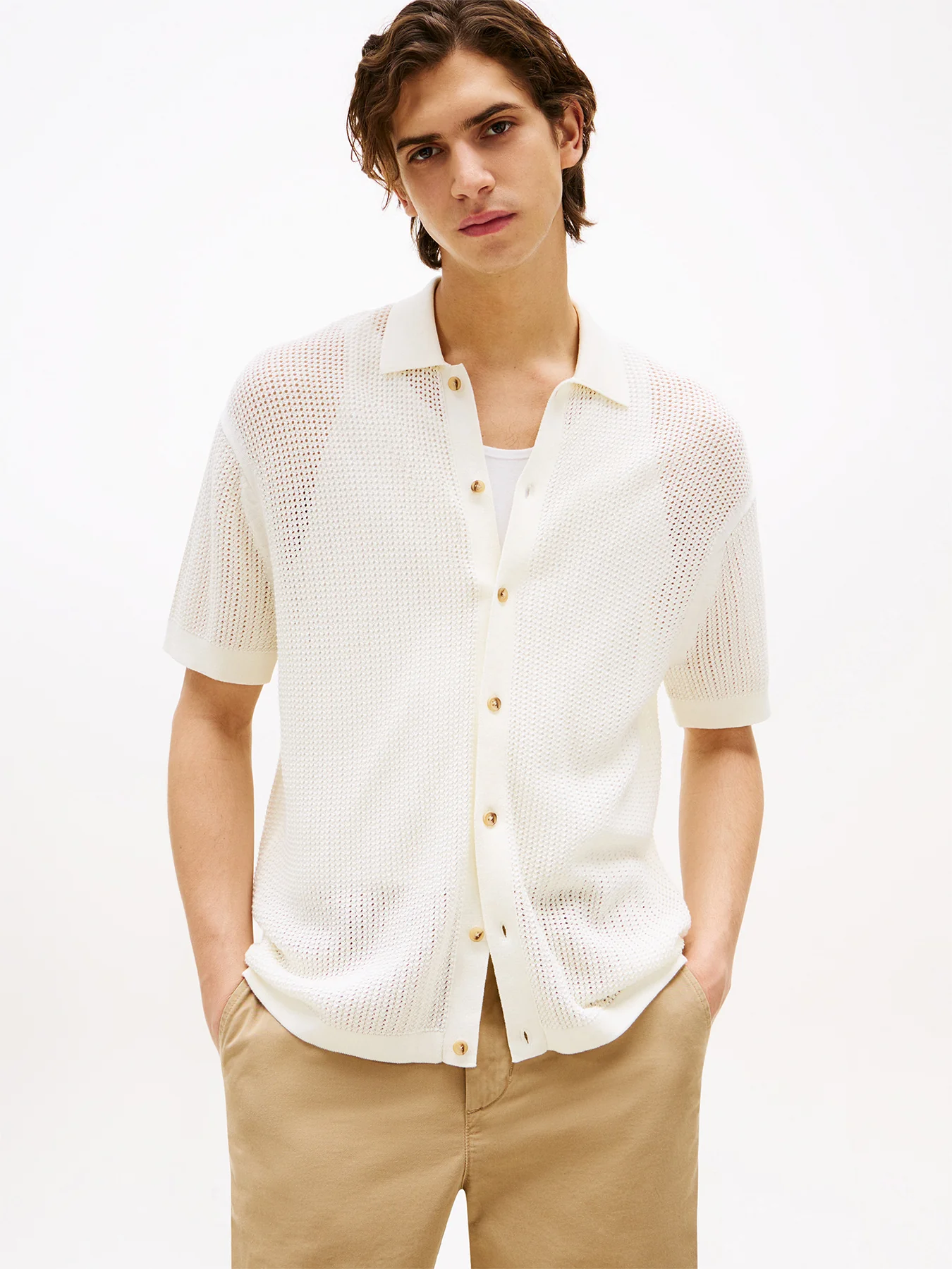 Relaxed Fit Open Knit Short Sleeve Shirt - Image 2