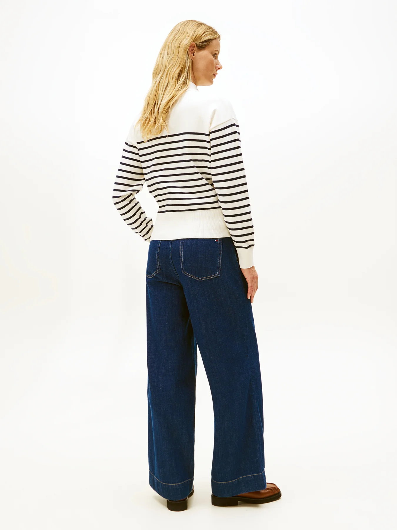Stripe Gold-Tone Button Mock Neck Jumper - Image 3