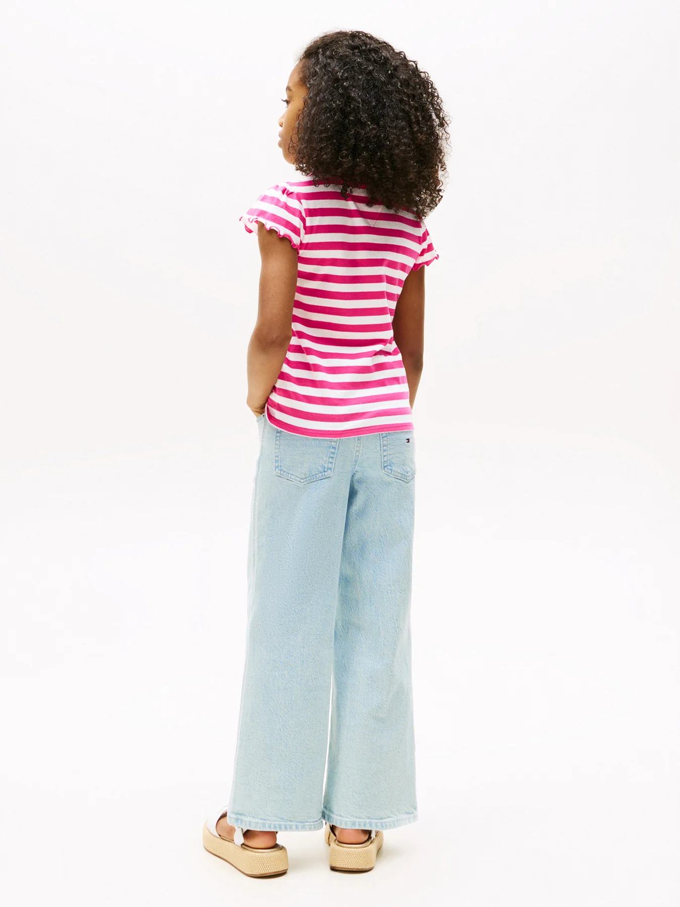 Stripe Ruffle Sleeve Slim Top - Image 3