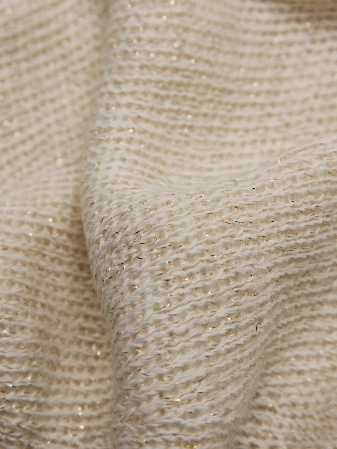 Pom Pom Lurex Beanie and Scarf Gift Set Cream - Image 2