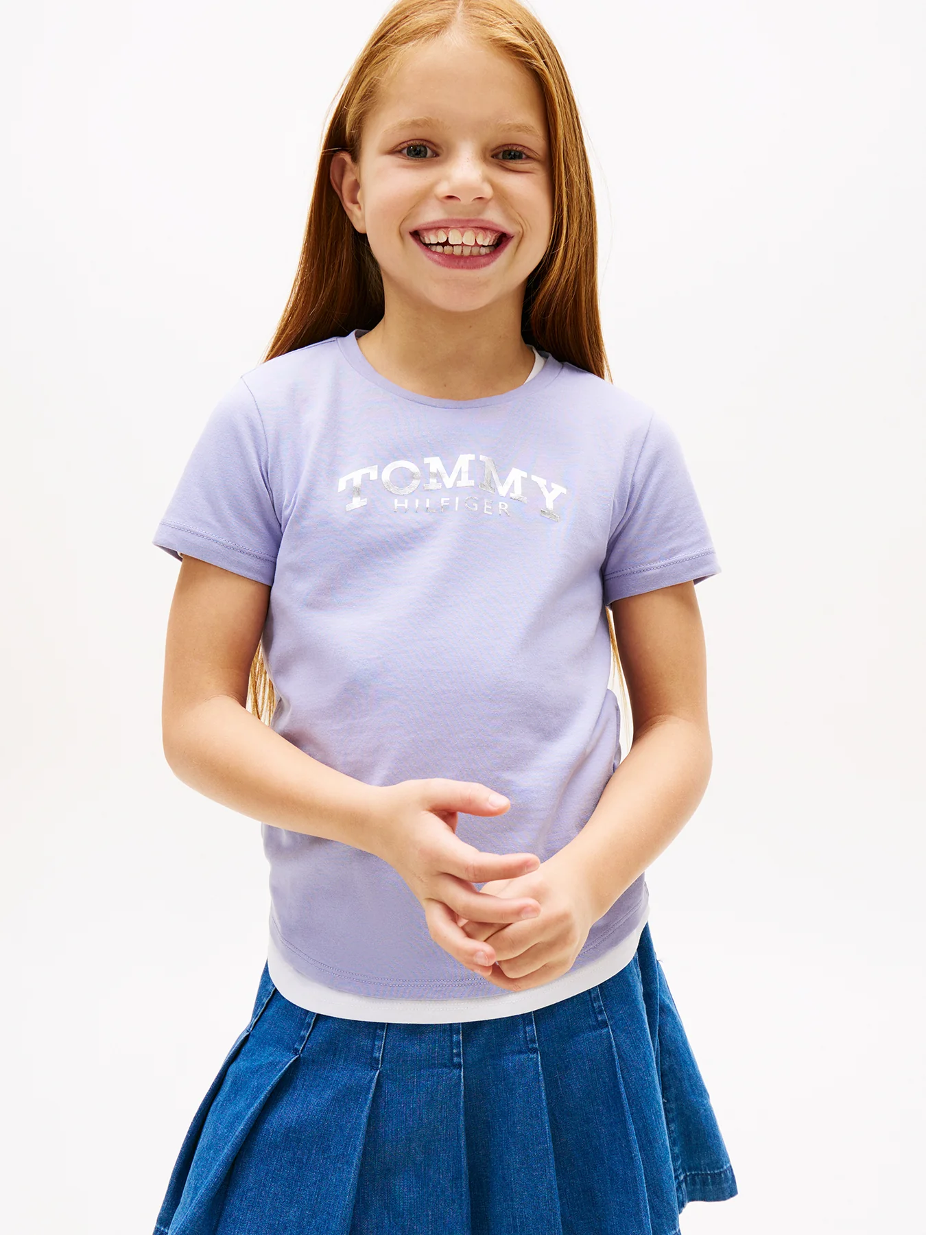 Kids’ Metallic Logo Slim Crew Neck T-Shirt Purple - Image 3