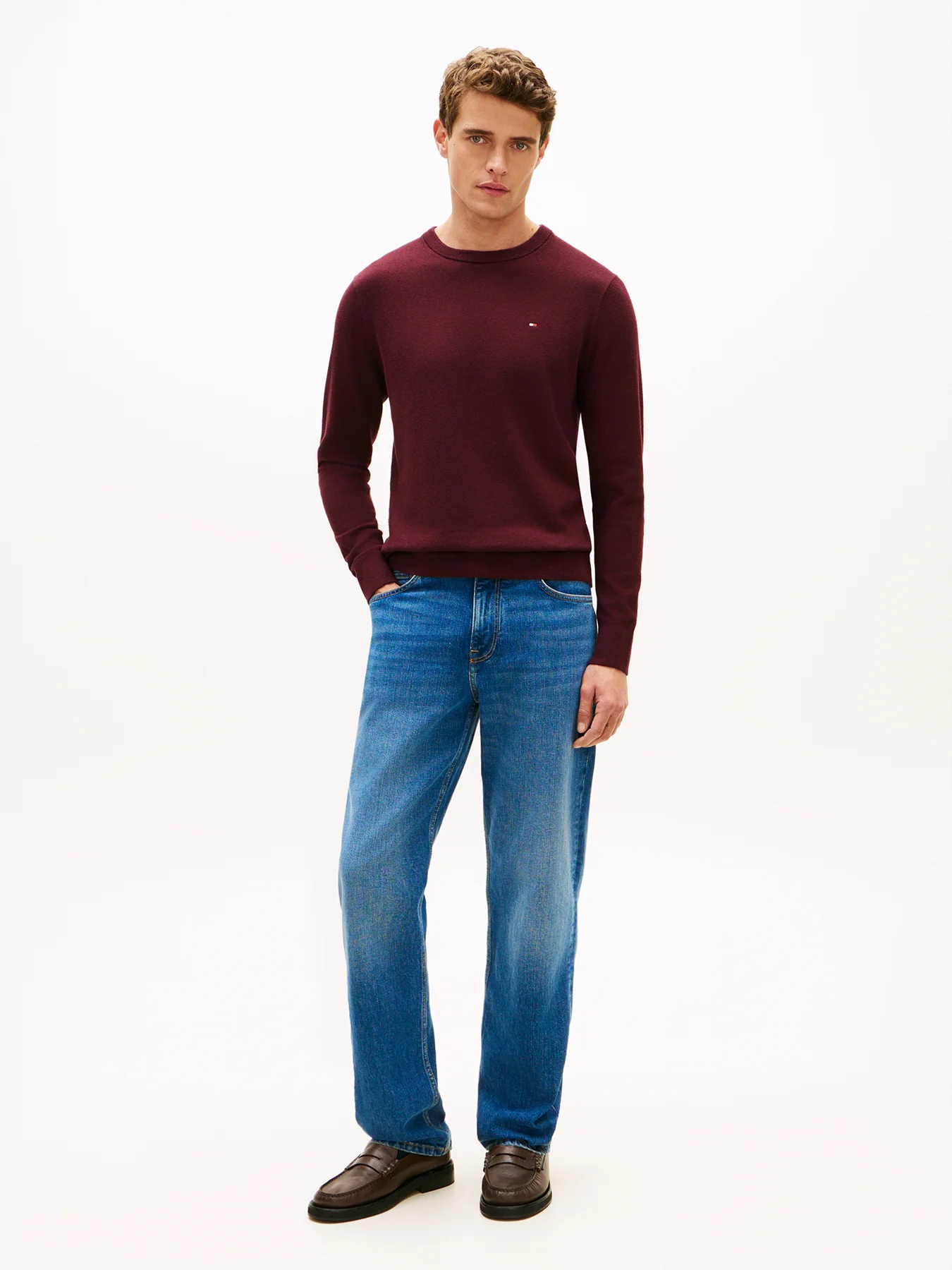 Crew Neck Jumper With Cashmere Red - Image 3