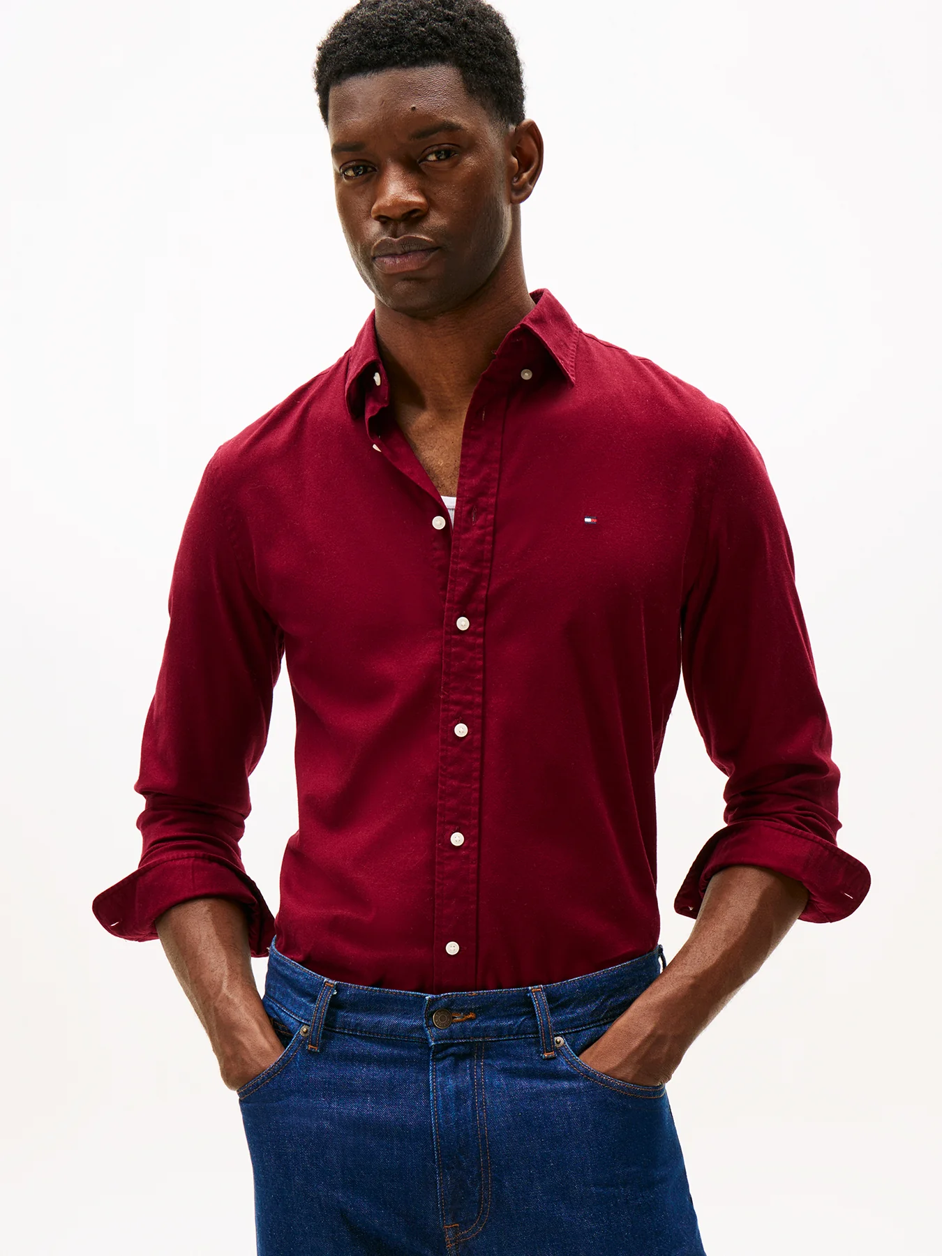 TH Flex Regular Fit Flannel Shirt Red - Image 2