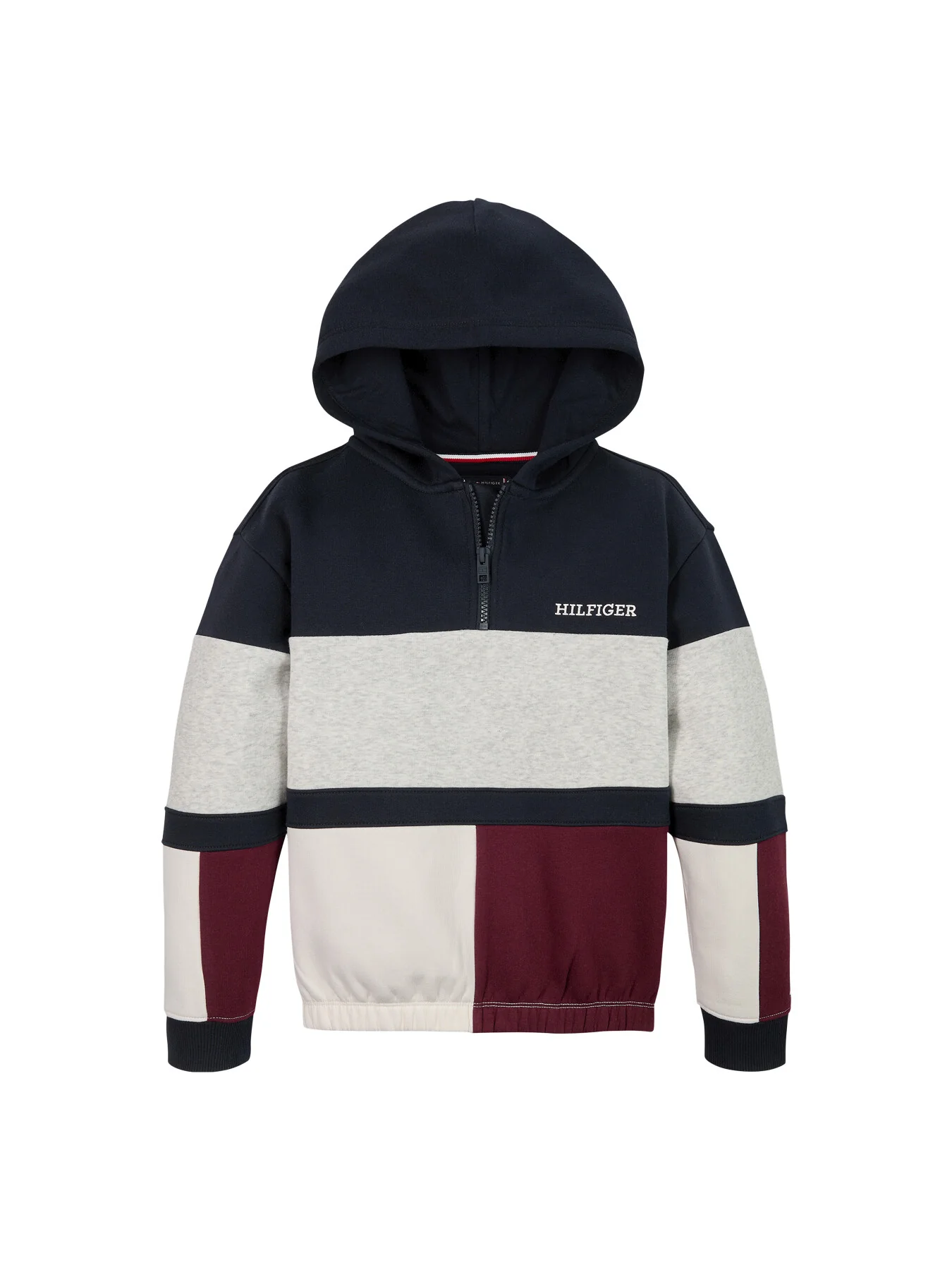 Colour-Blocked Quarter-Zip Hoodie