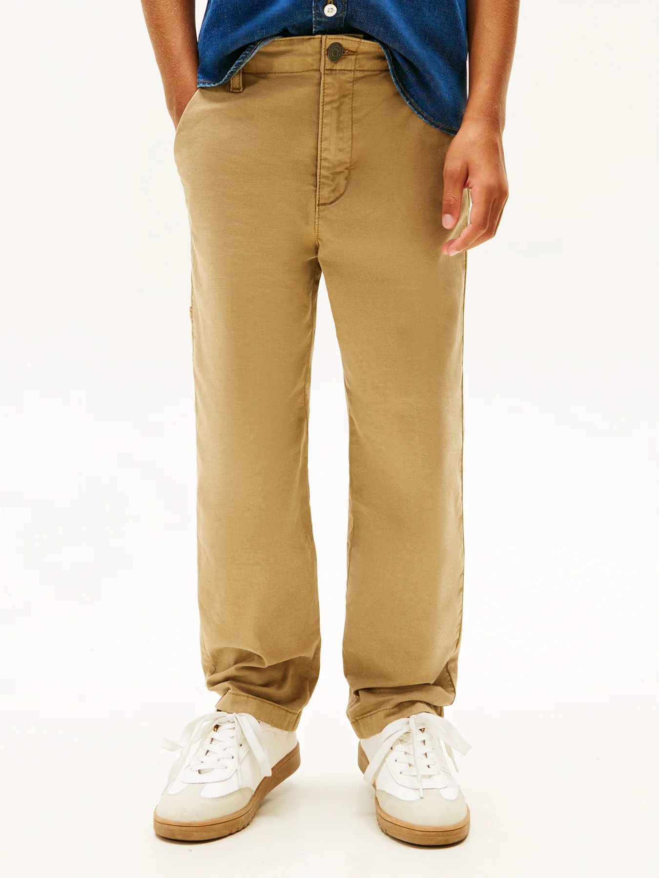 Kids’ Essential Herringbone Twill Carpenter Trousers Tan - Image 4