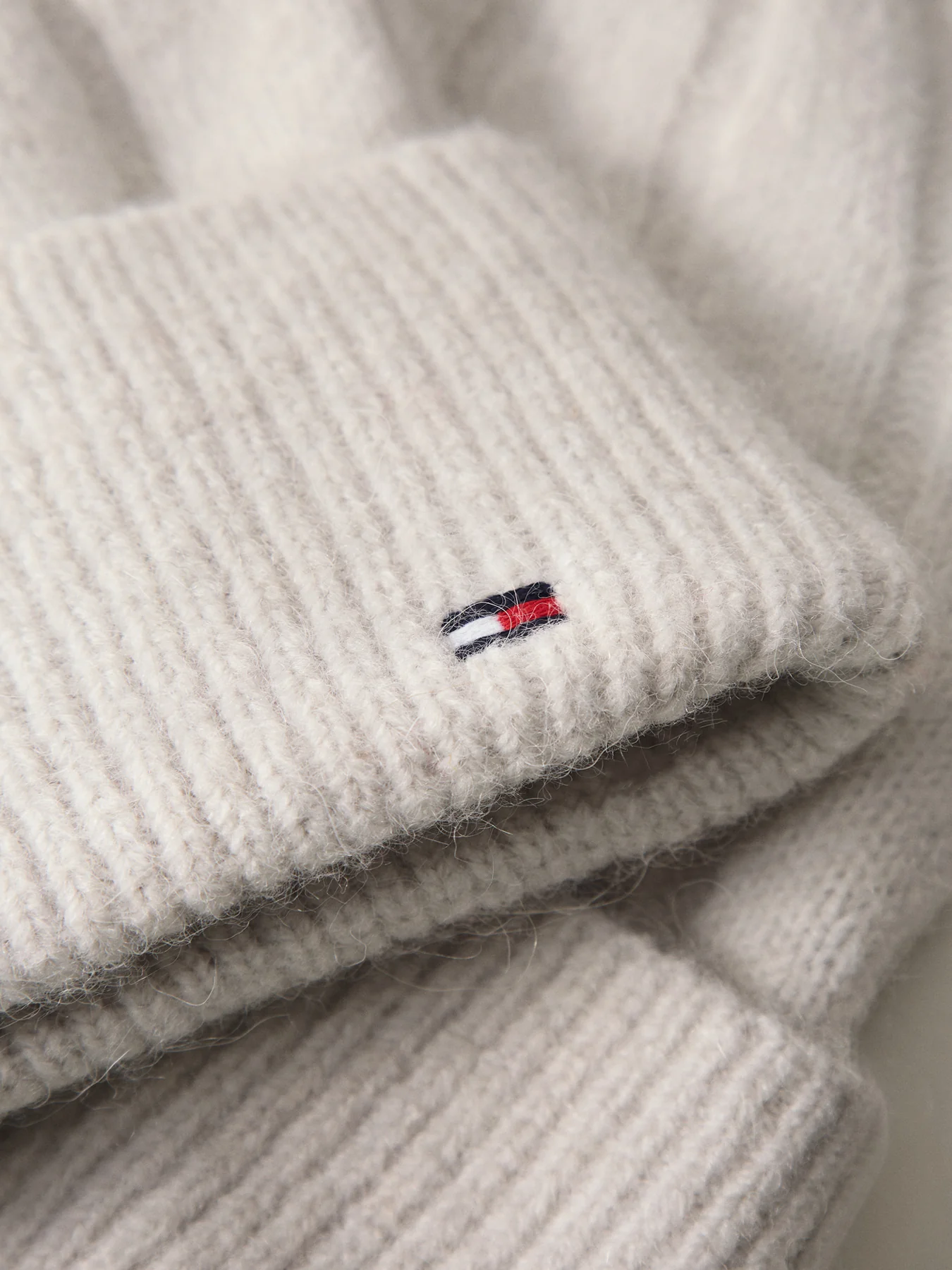 Flag Fluffy Beanie Beige - Image 3
