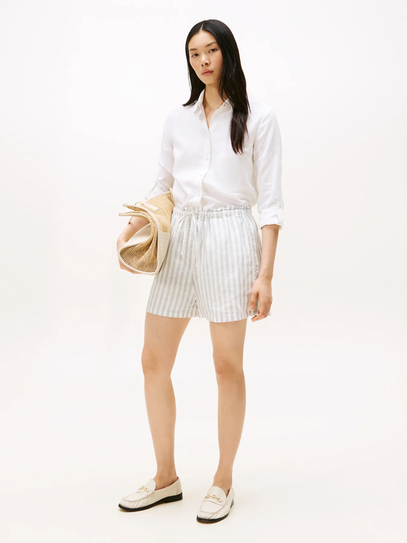 Pure Linen Wide Leg Shorts White - Image 2