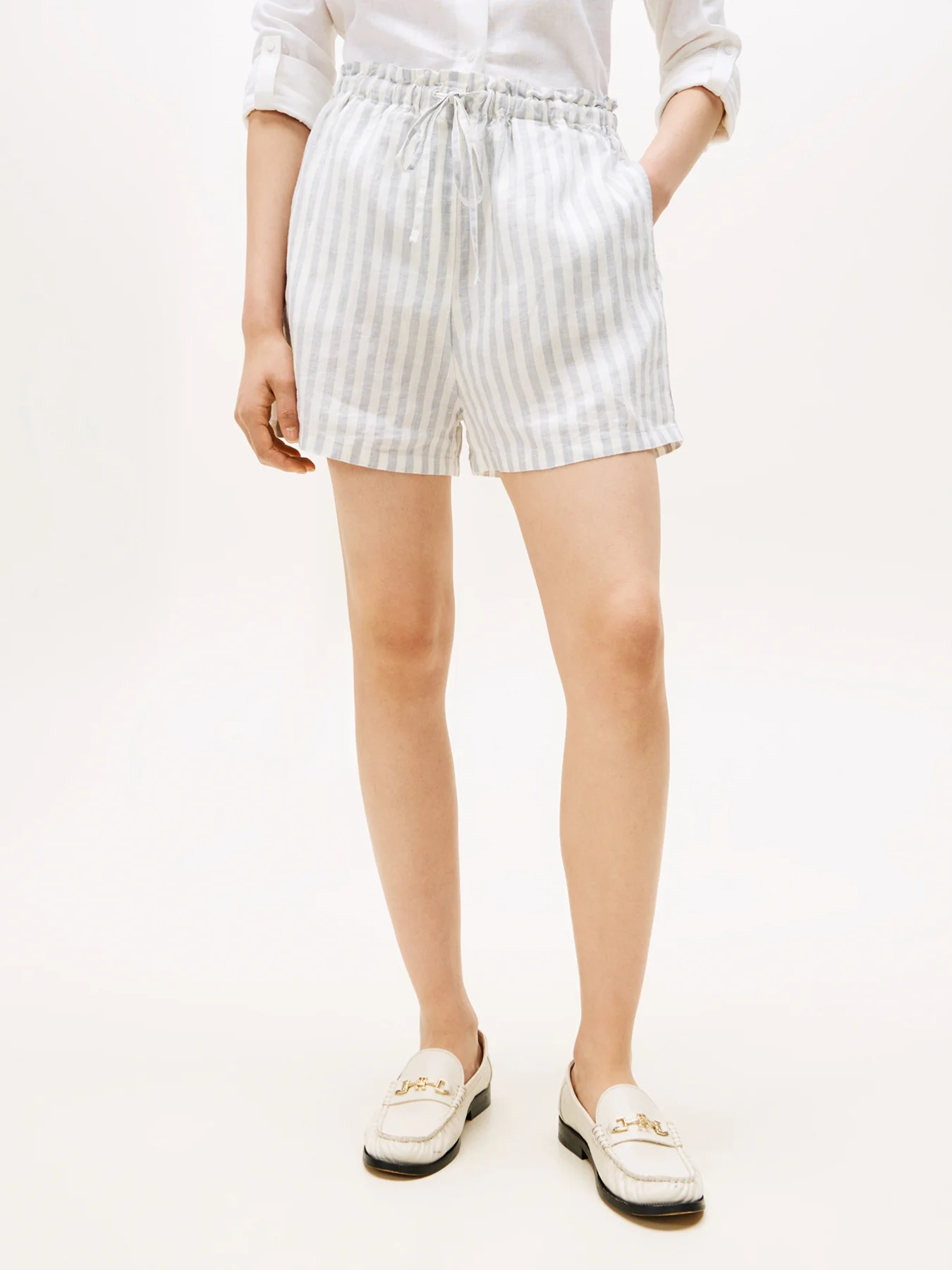 Pure Linen Wide Leg Shorts White - Image 4