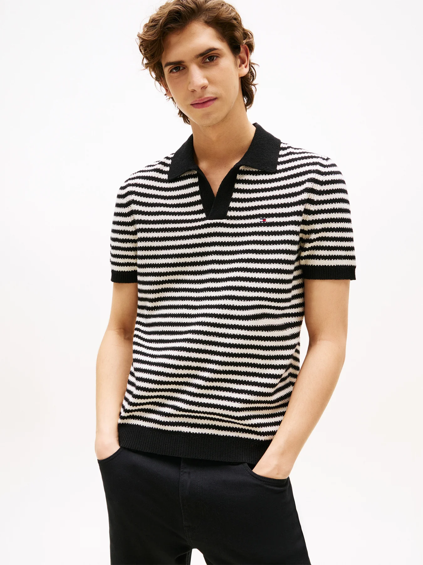 Textured Knit Polo Shirt - Image 2