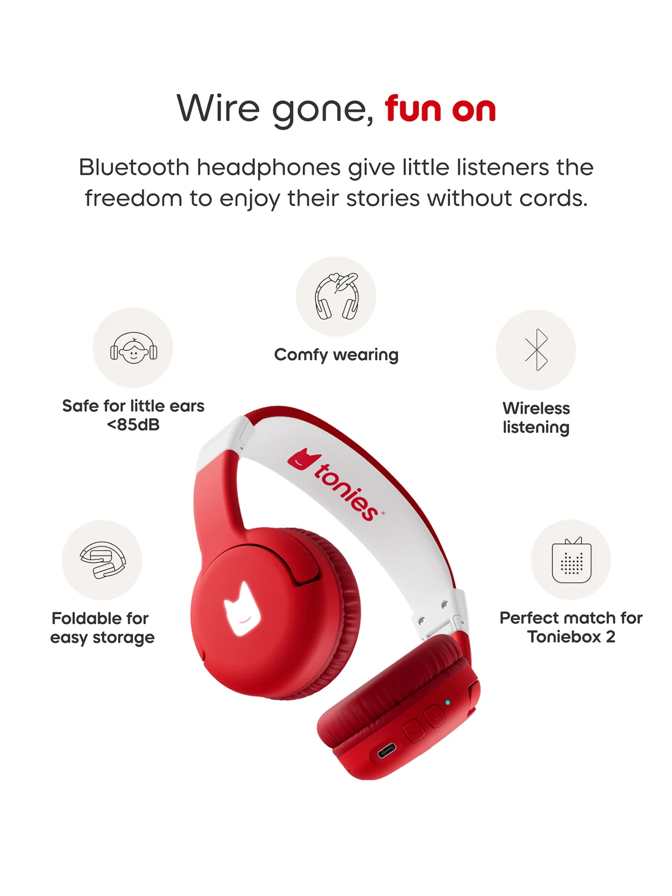 Toniebox Headphones Sunset Red - Image 3