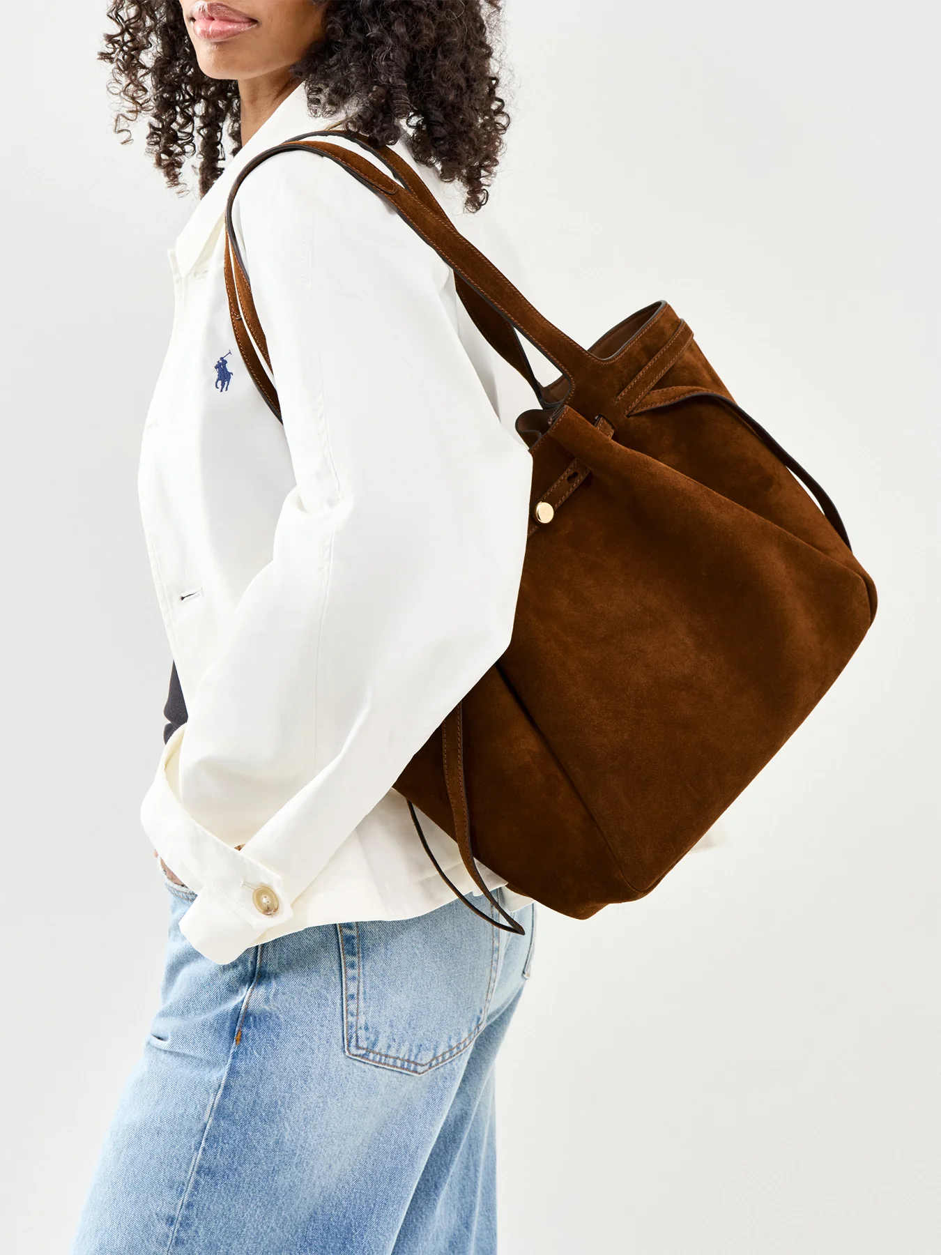Romy Suede Tote Bag Tan - Image 2