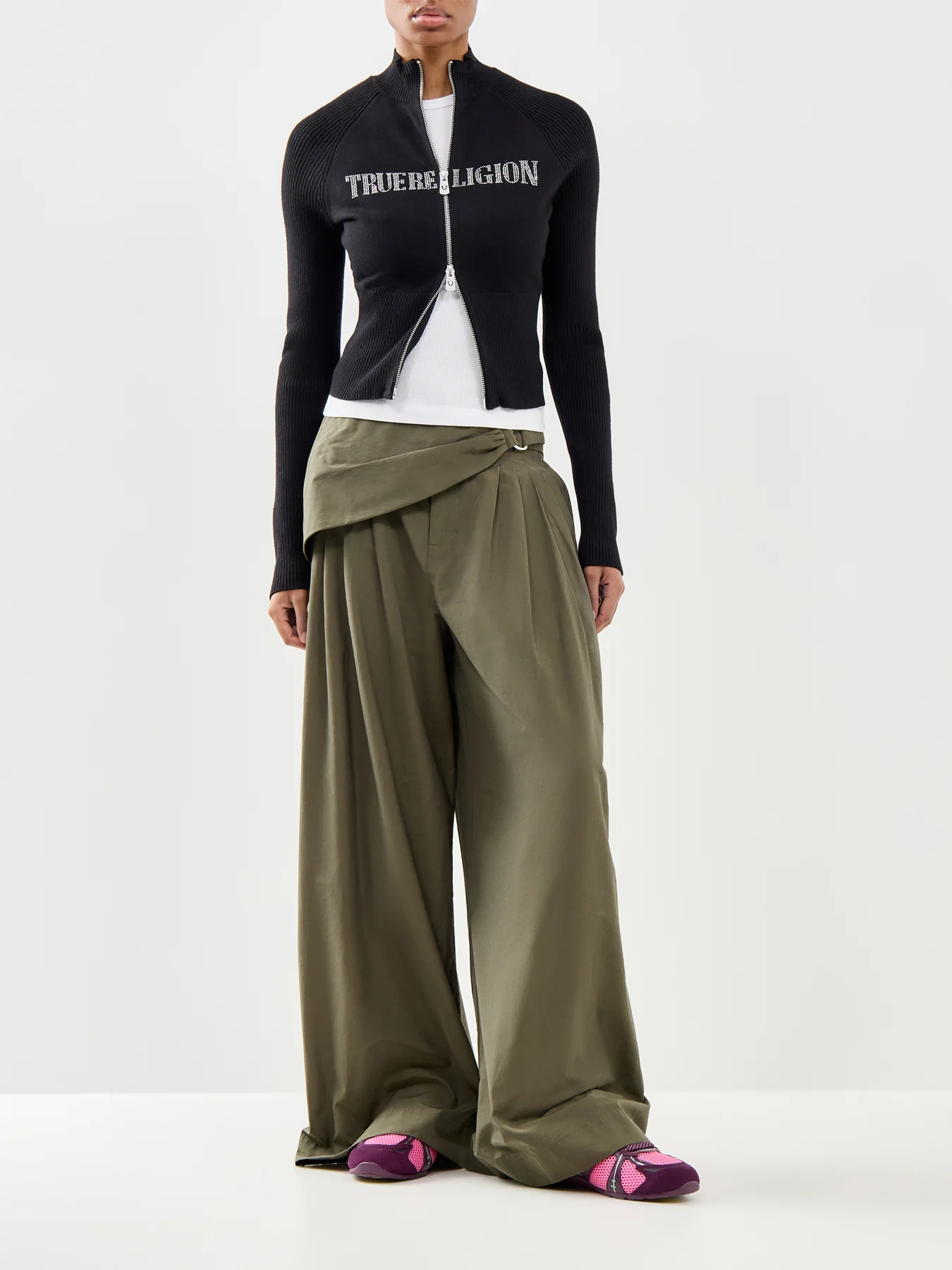 Crystal Zip Up Sweater Black - Image 2