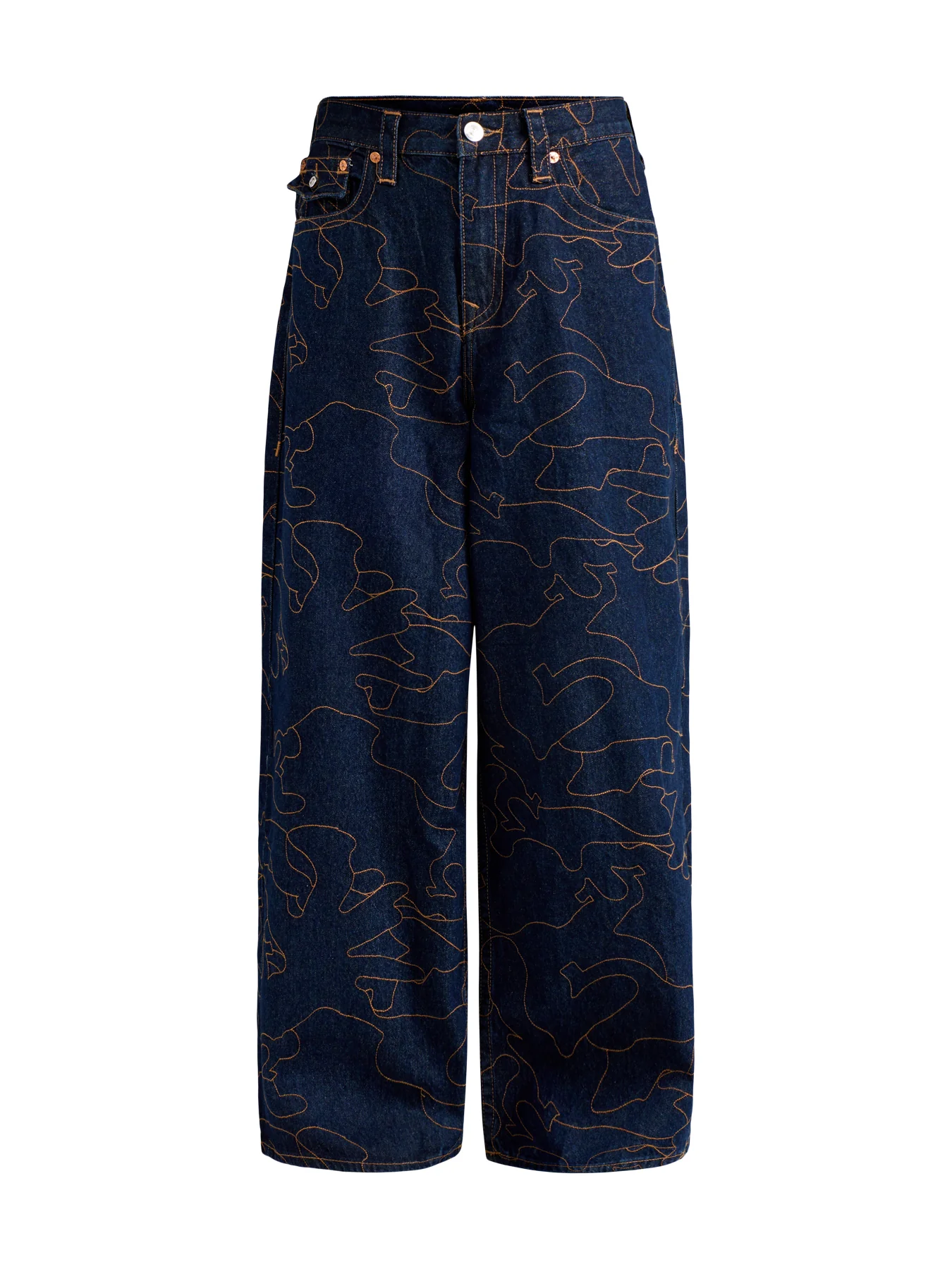 Mikey Flap All Over Embroidery Jeans Navy