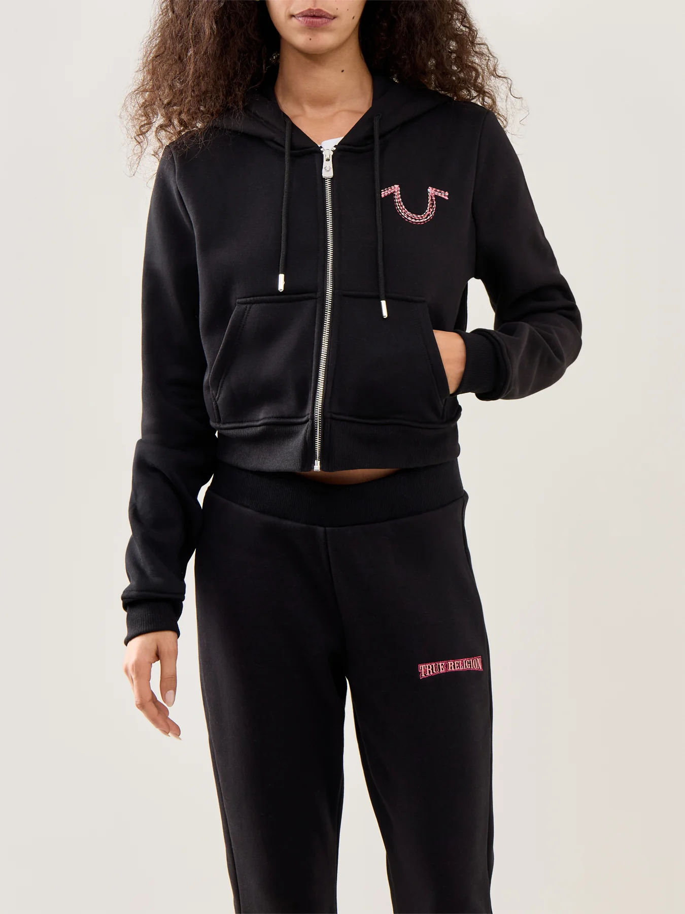 Rainbow Stitch Shrunken Hoodie Black - Image 4