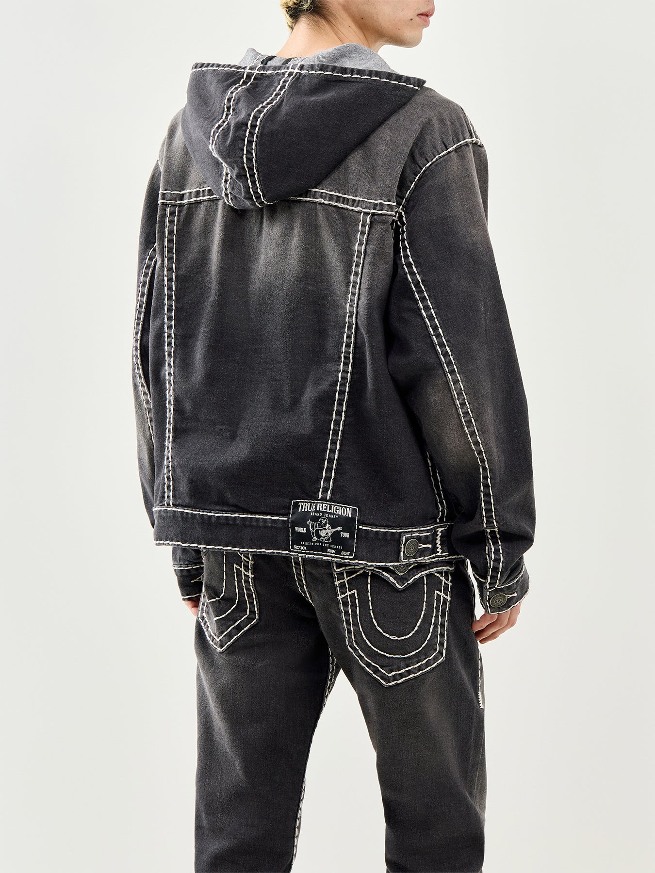 True Religion Super T Hooded Denim Jacket in Black - Image 5