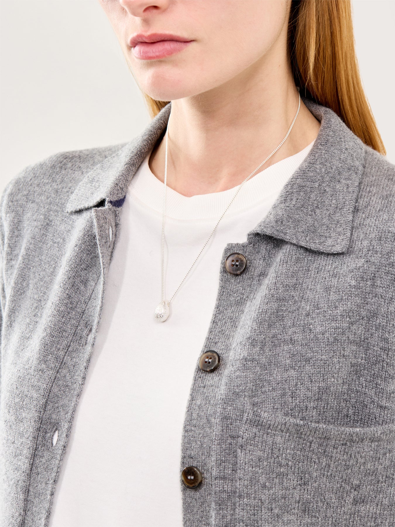 Dome Pendant Necklace Silver - Image 2