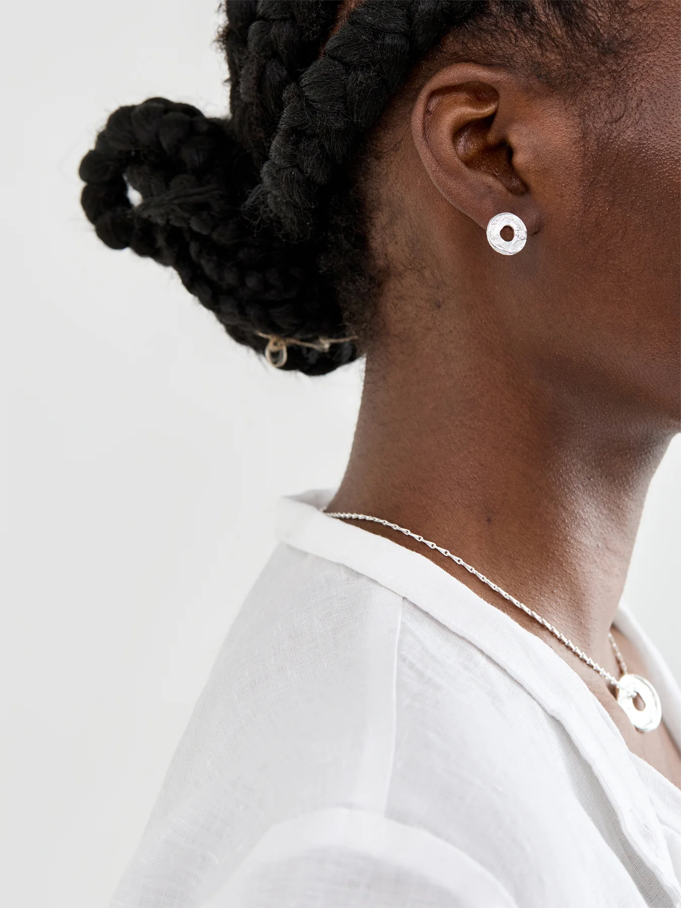 Natural Sterling Silver Plated Stud Earrings - Image 2