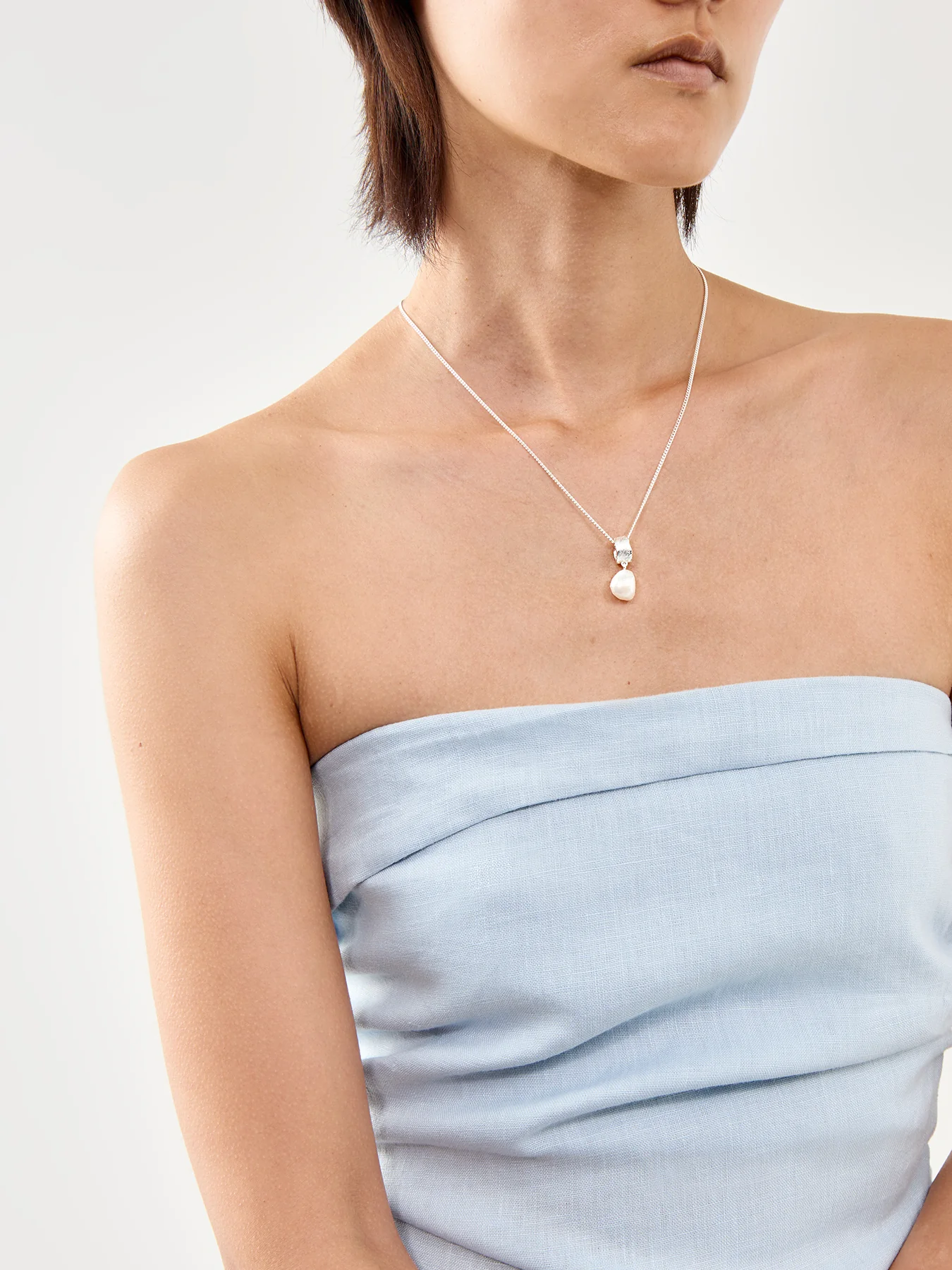 Freshwater Pearl Necklace Silver - Image 2