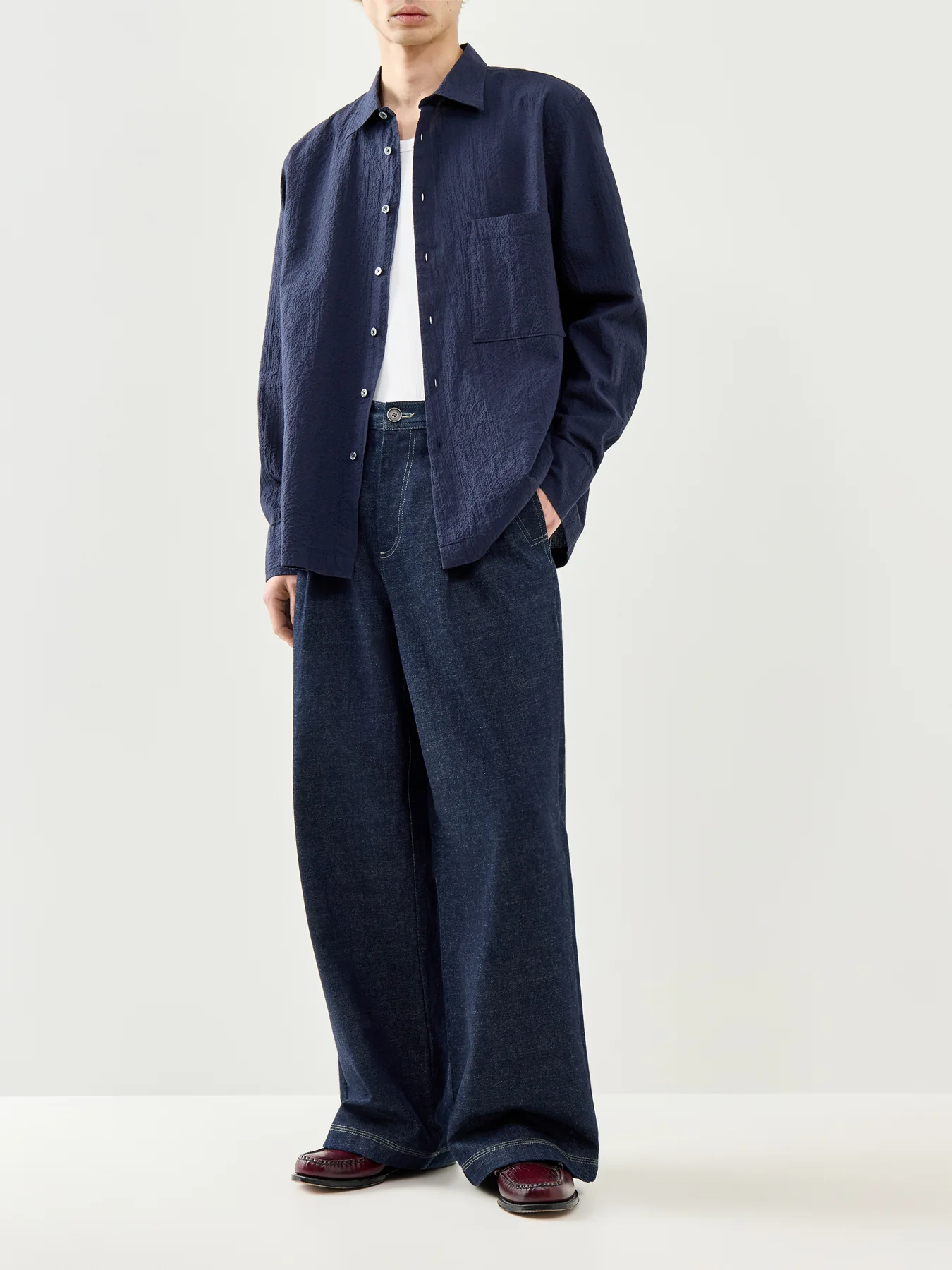 Lucky Cotton Shirt Navy - Image 2