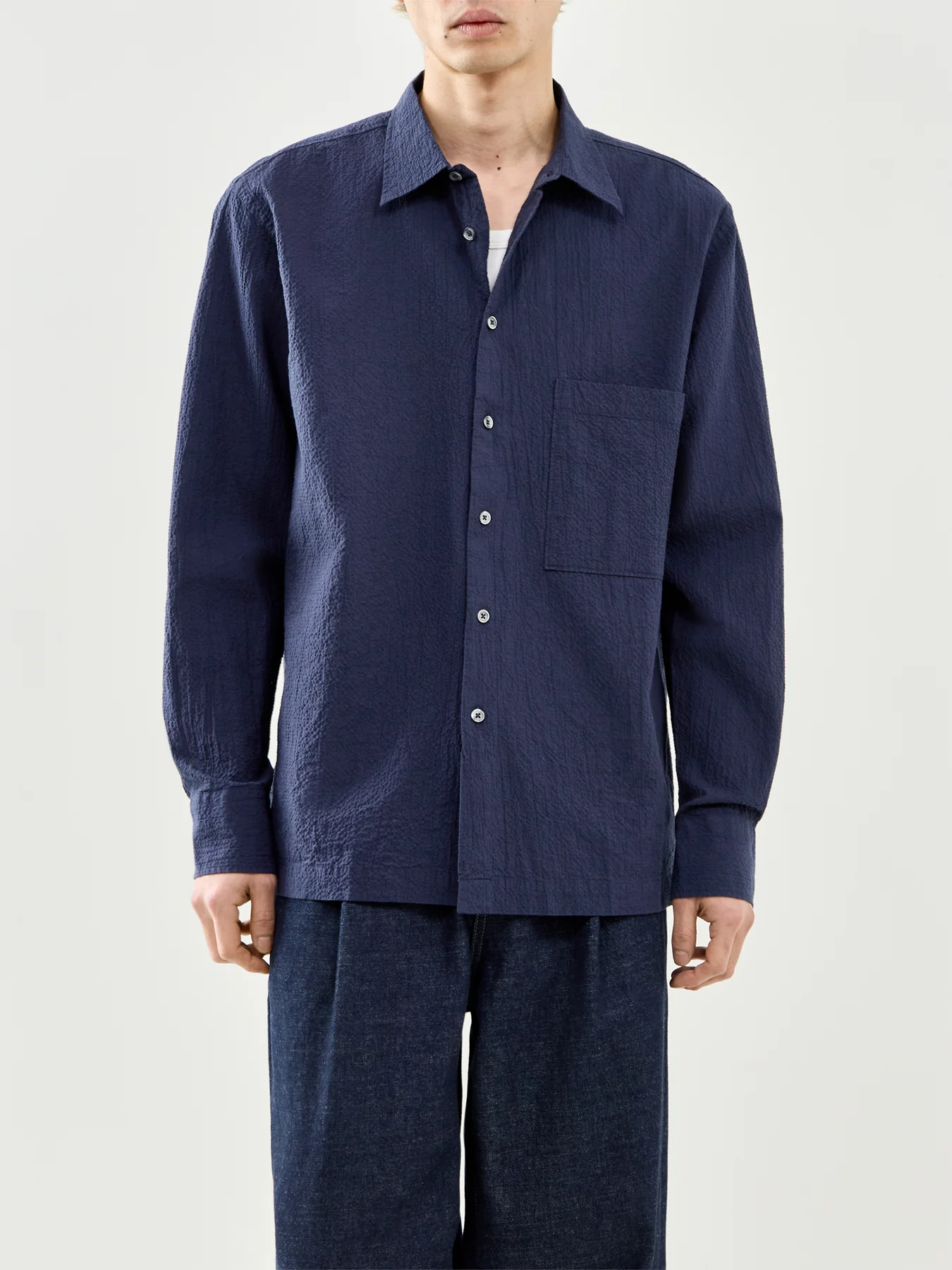 Lucky Cotton Shirt Navy - Image 4