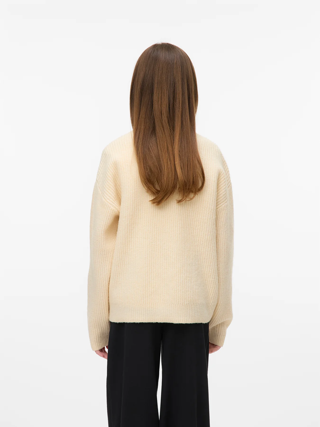 Kids’ V-Neck Knitted Cardigan Cream - Image 4
