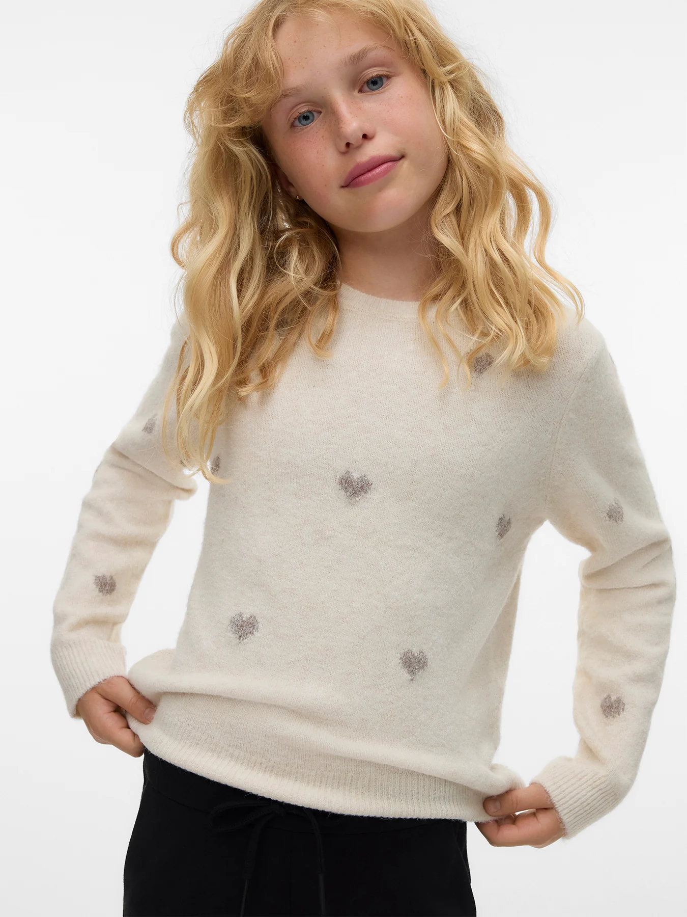 Kids’ Doffy Intarsia Long Sleeve Crew Neck Pullover Pink - Image 5