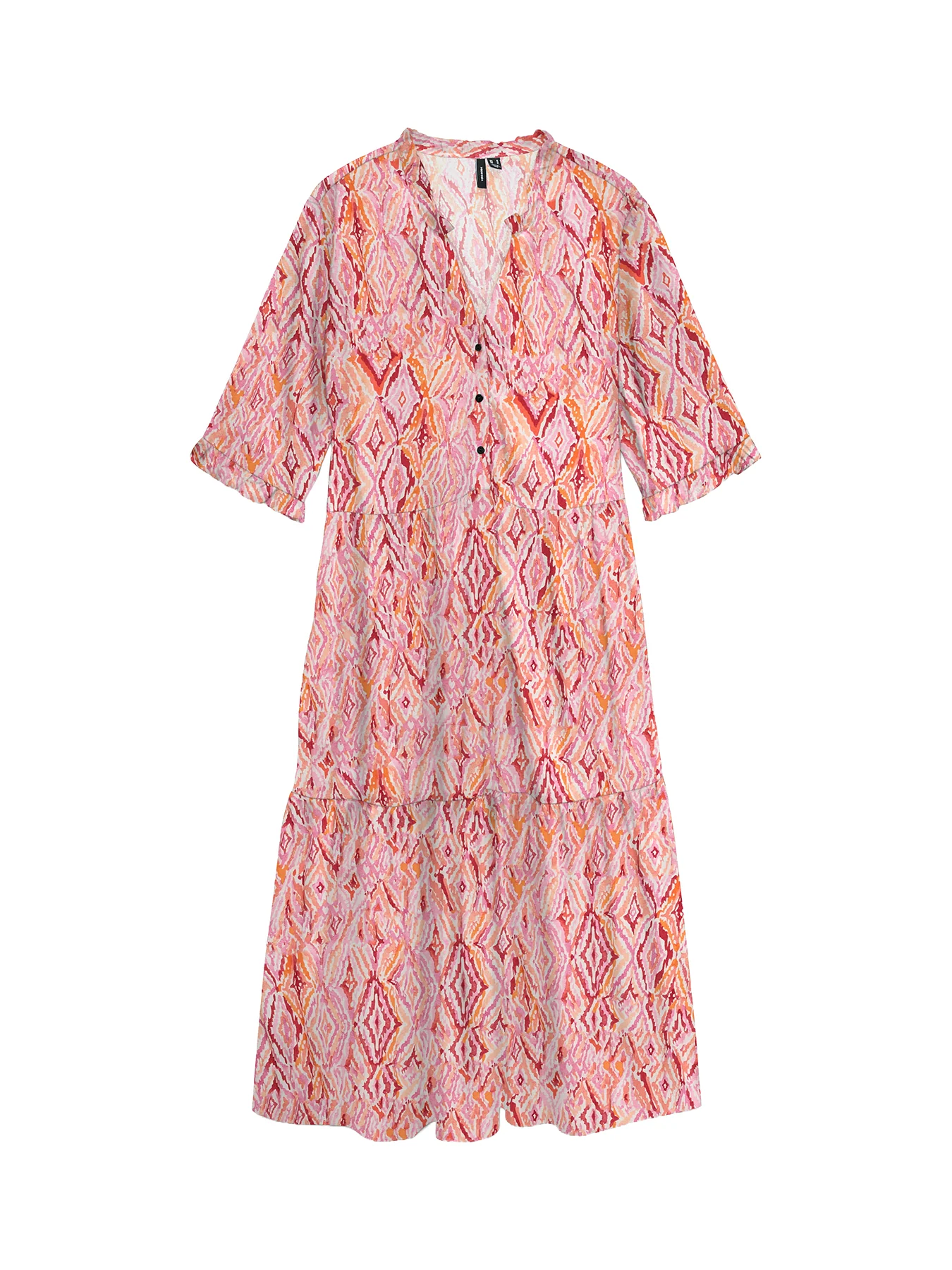 Frill Calf Length Dress Pink