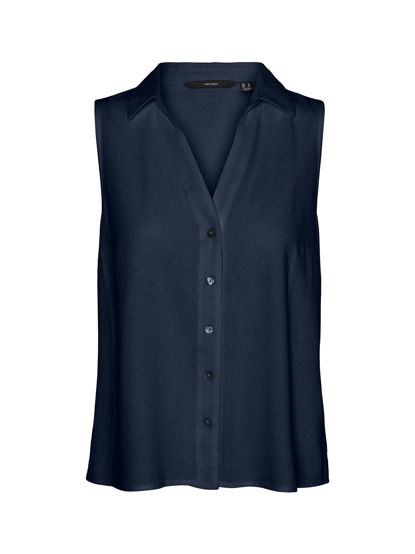 Sleeveless V-Neck Blouse Navy