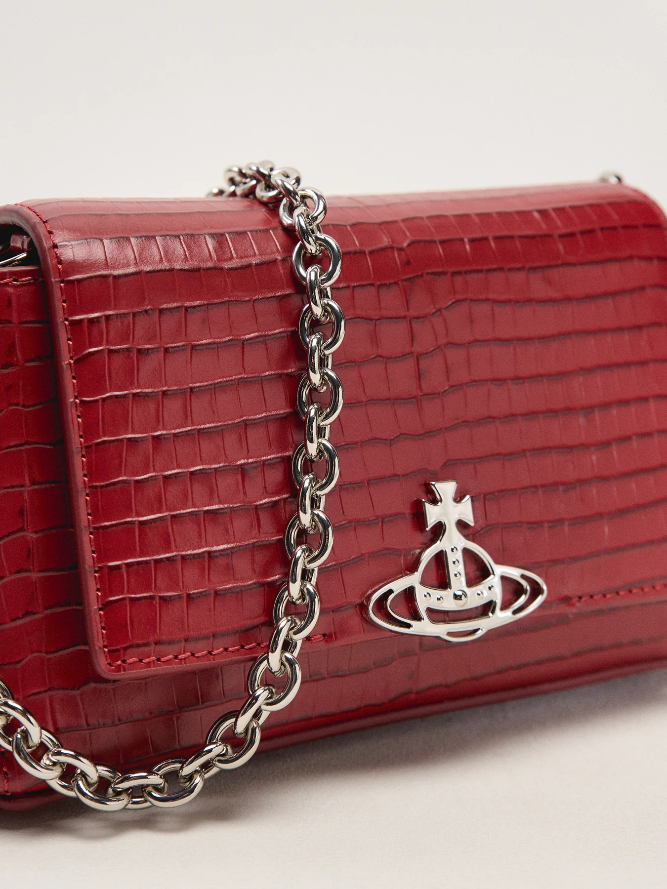 Hazel Mini Croc Embossed Small Handbag Red - Image 5
