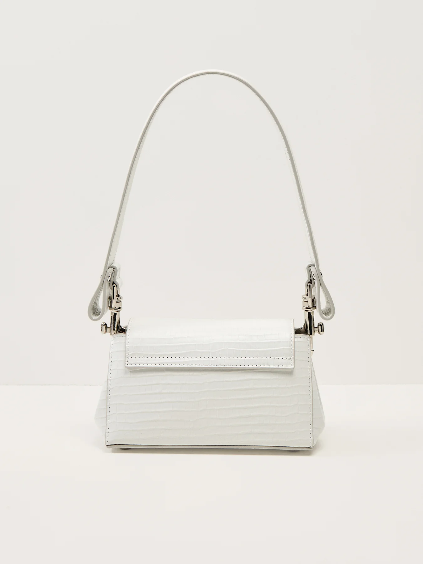Hazel Mini Croc Embossed Small Handbag White Leather - Image 3