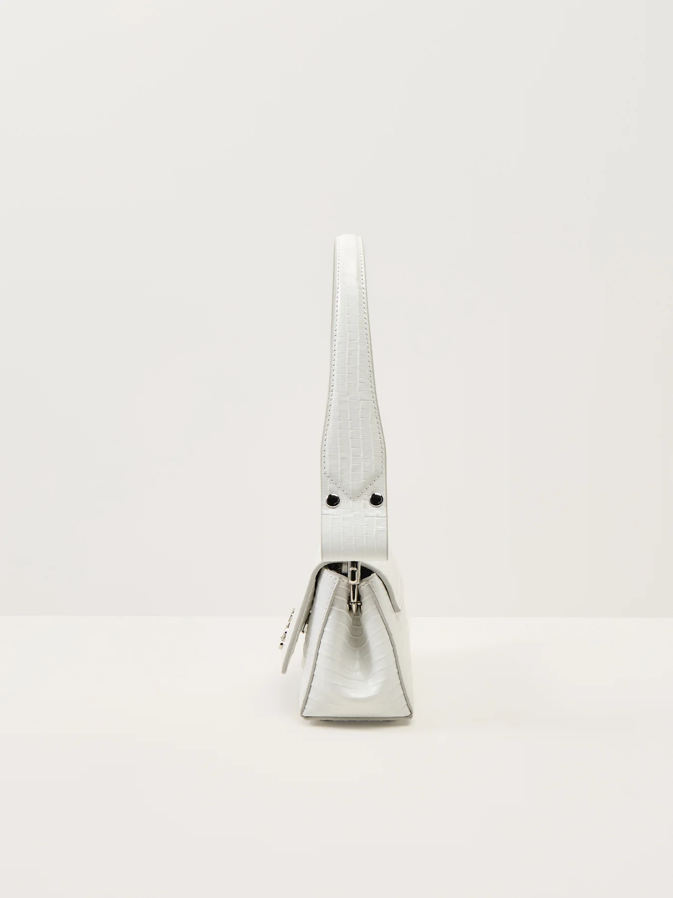 Hazel Mini Croc Embossed Small Handbag White Leather - Image 4