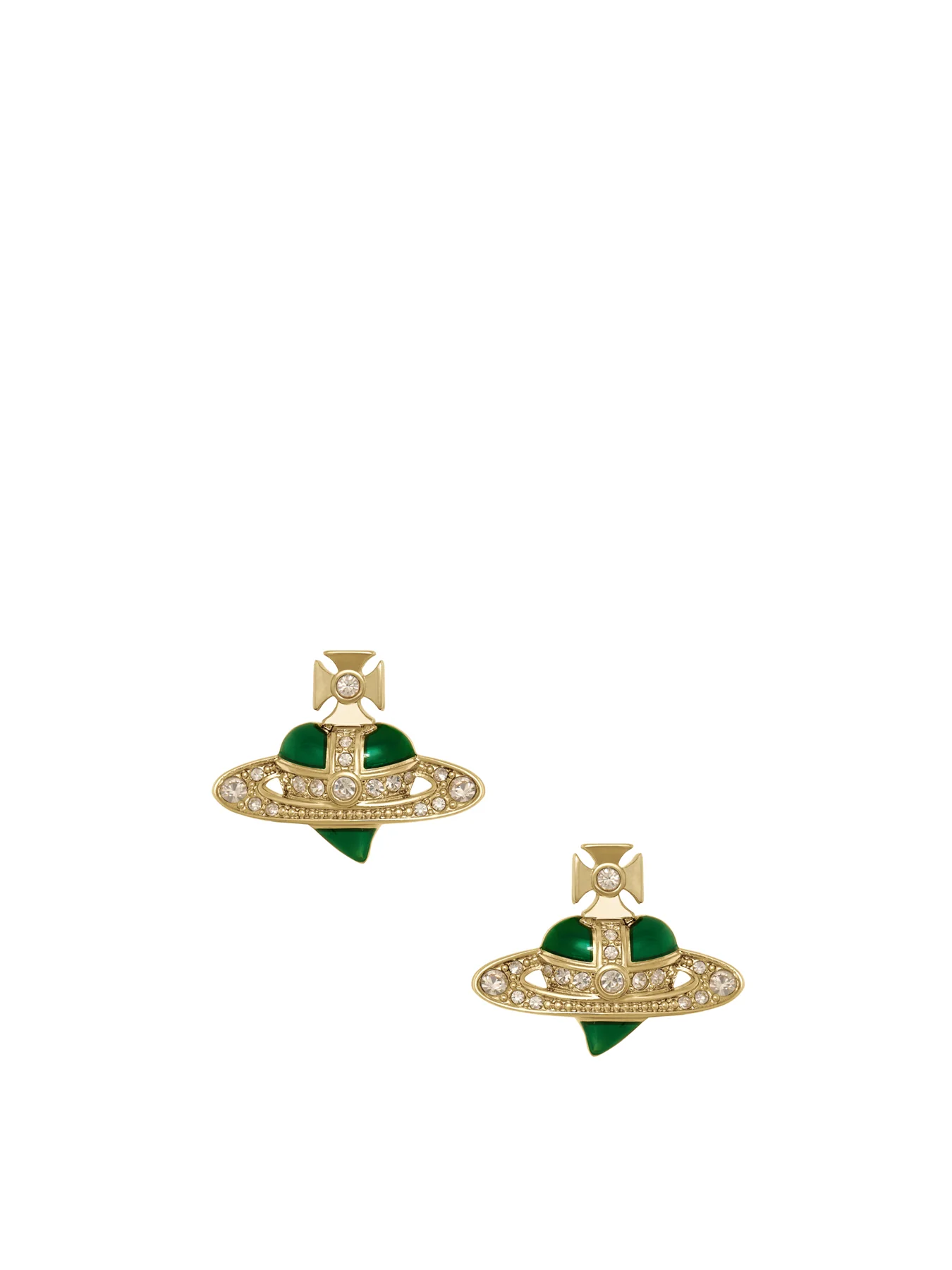 Crystal Heart Earrings Gold - Image 3