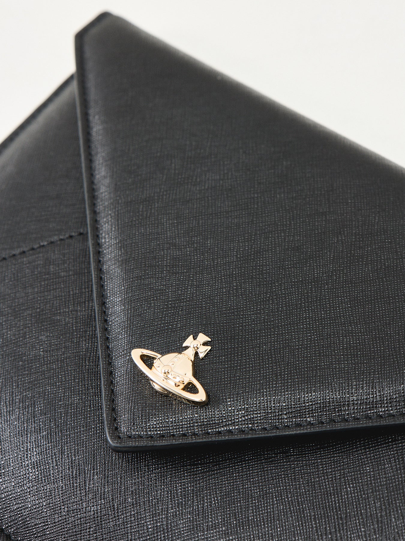 Saffiano Leather Envelope Clutch Bag Black - Image 4