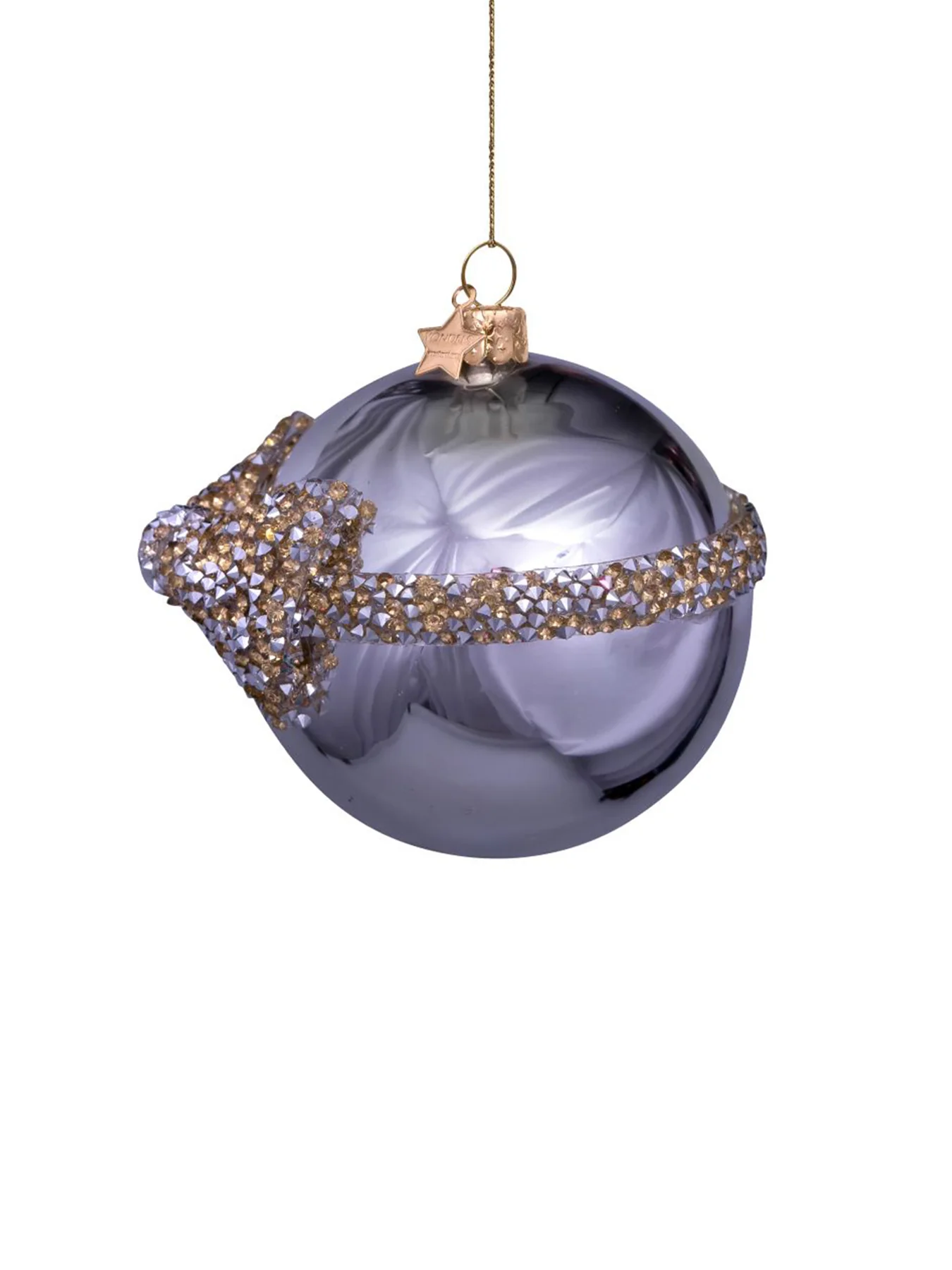 Silver Diamond Bow Glass Christmas Hanging Decoration - Image 3