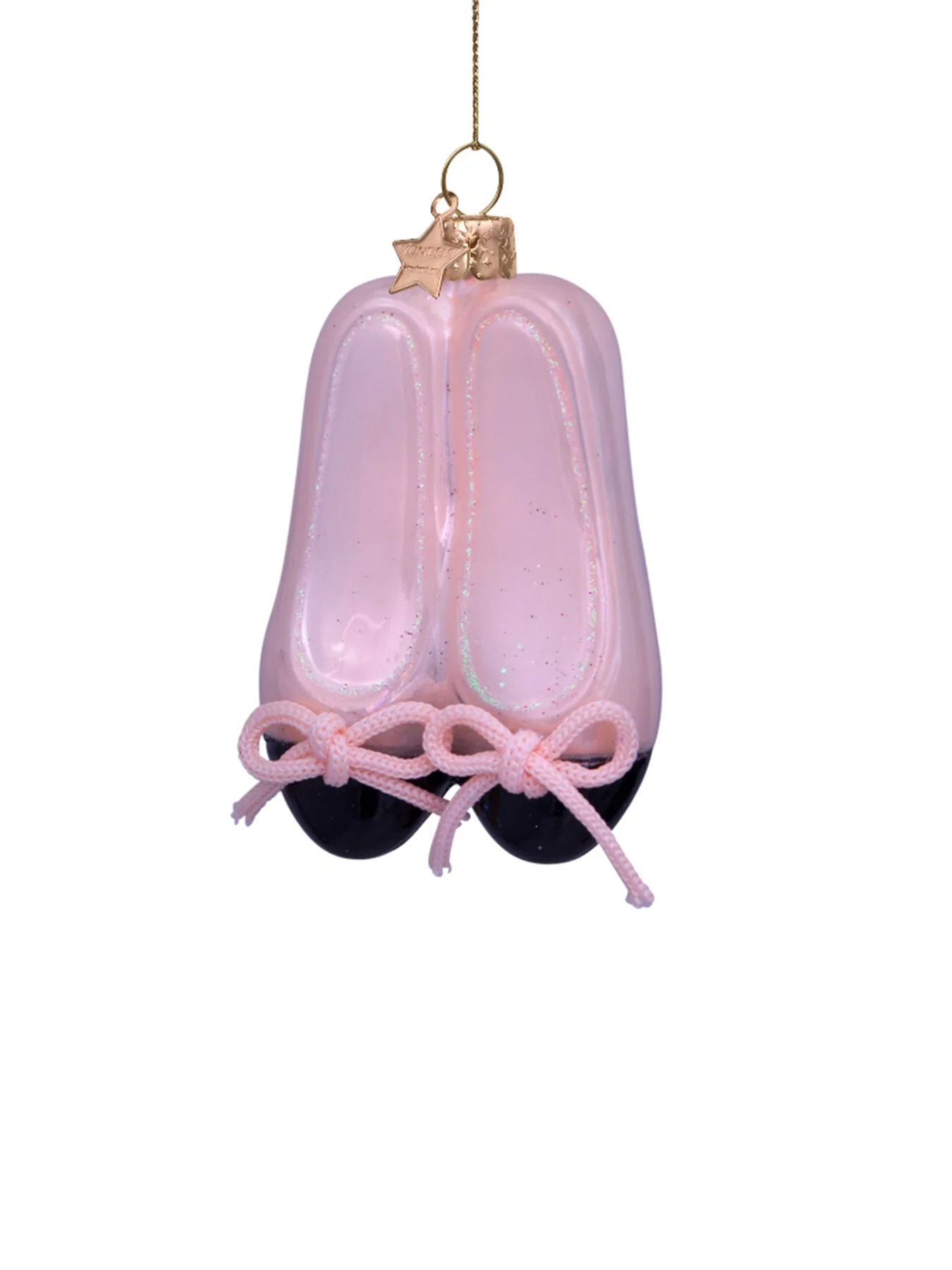 Pink Ballet Shoes Glass Christmas Hanging Decoration - Image 2