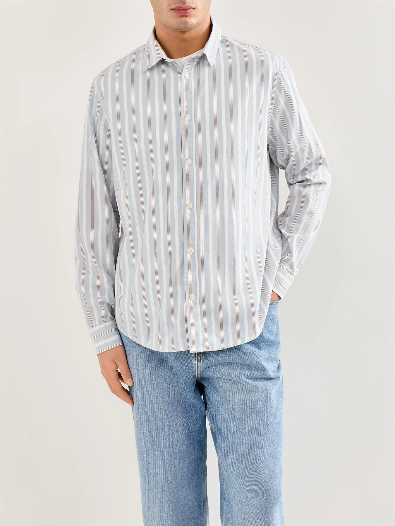 Slim Fit Cotton Shirt Blue - Image 4