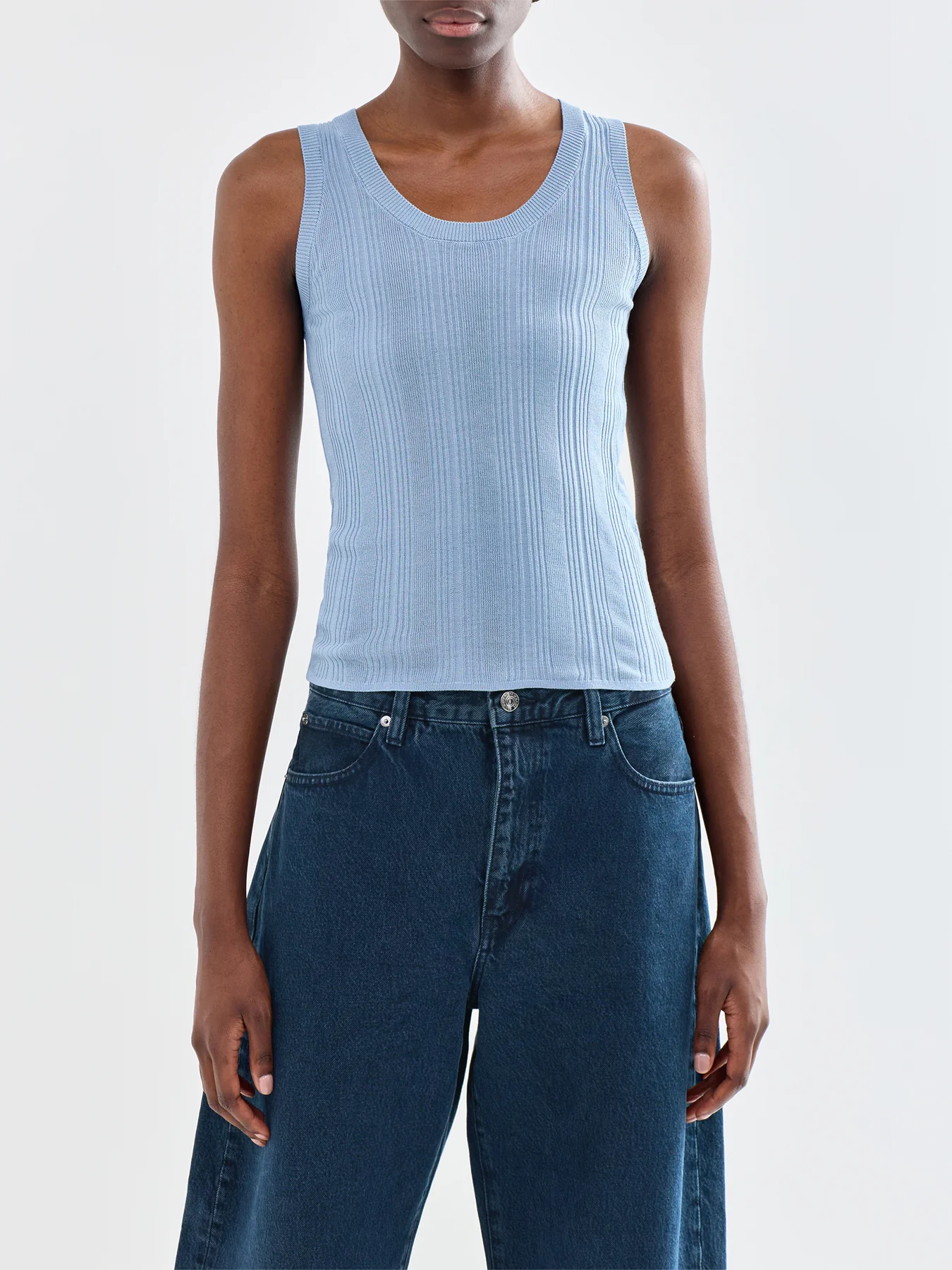 Cose Knit Tank Top Blue - Image 4