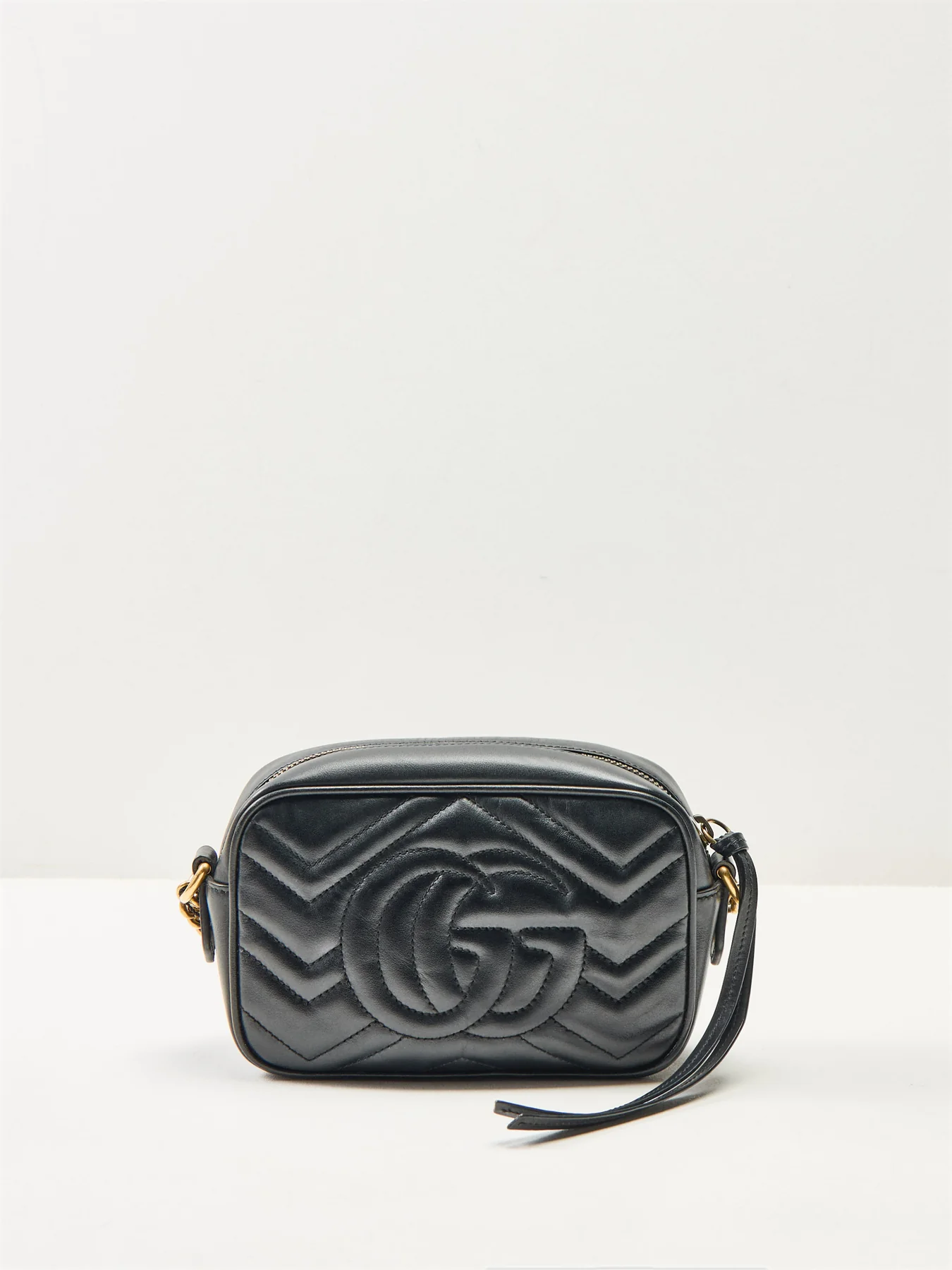 Vintage Gucci Leather GG Marmont Mini Crossbody Bag Black - Image 3