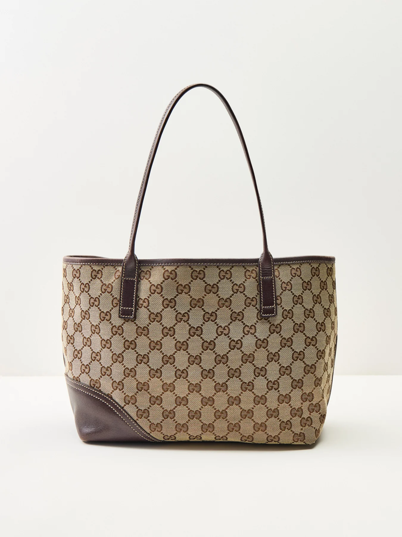 Vintage Gucci Canvas Britt Tote Bag Brown - Image 3