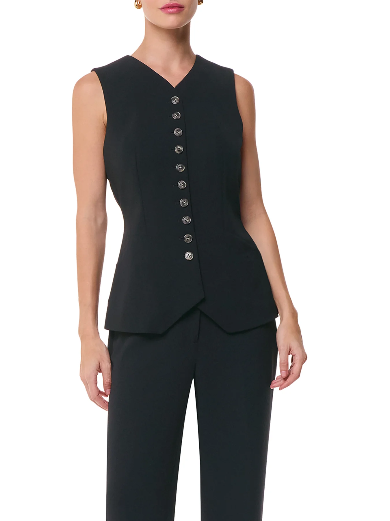 Cora Crepe Waistcoat Black - Image 2