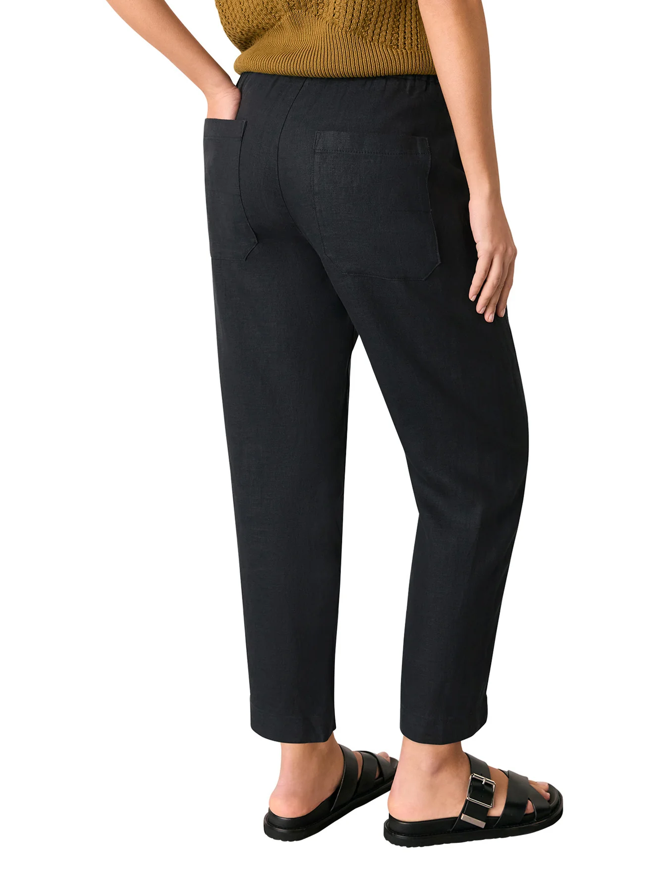 Black Linen Barrel Leg Trouser - Image 3