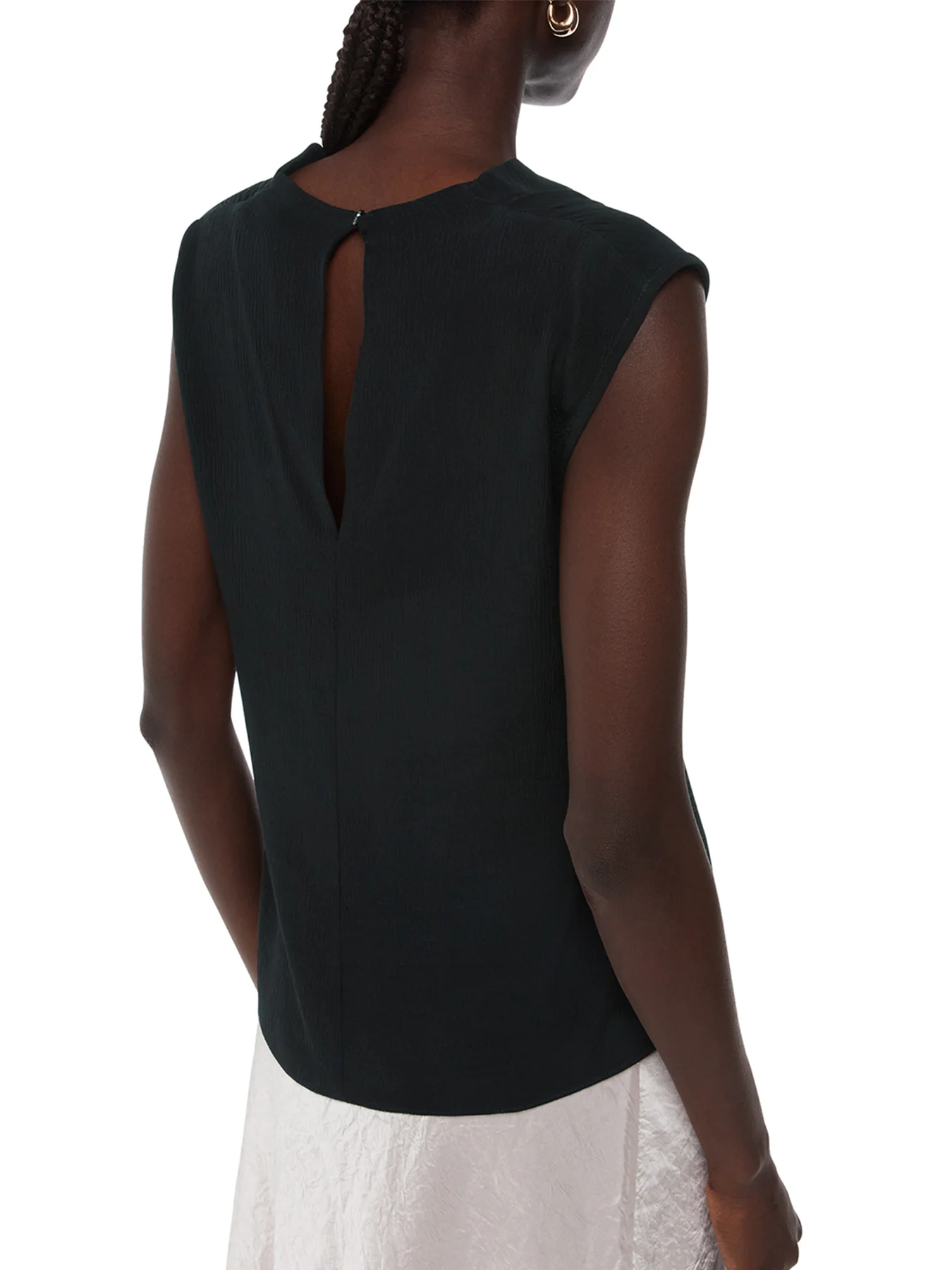 Textured Sleeveless Tank Black - Image 3