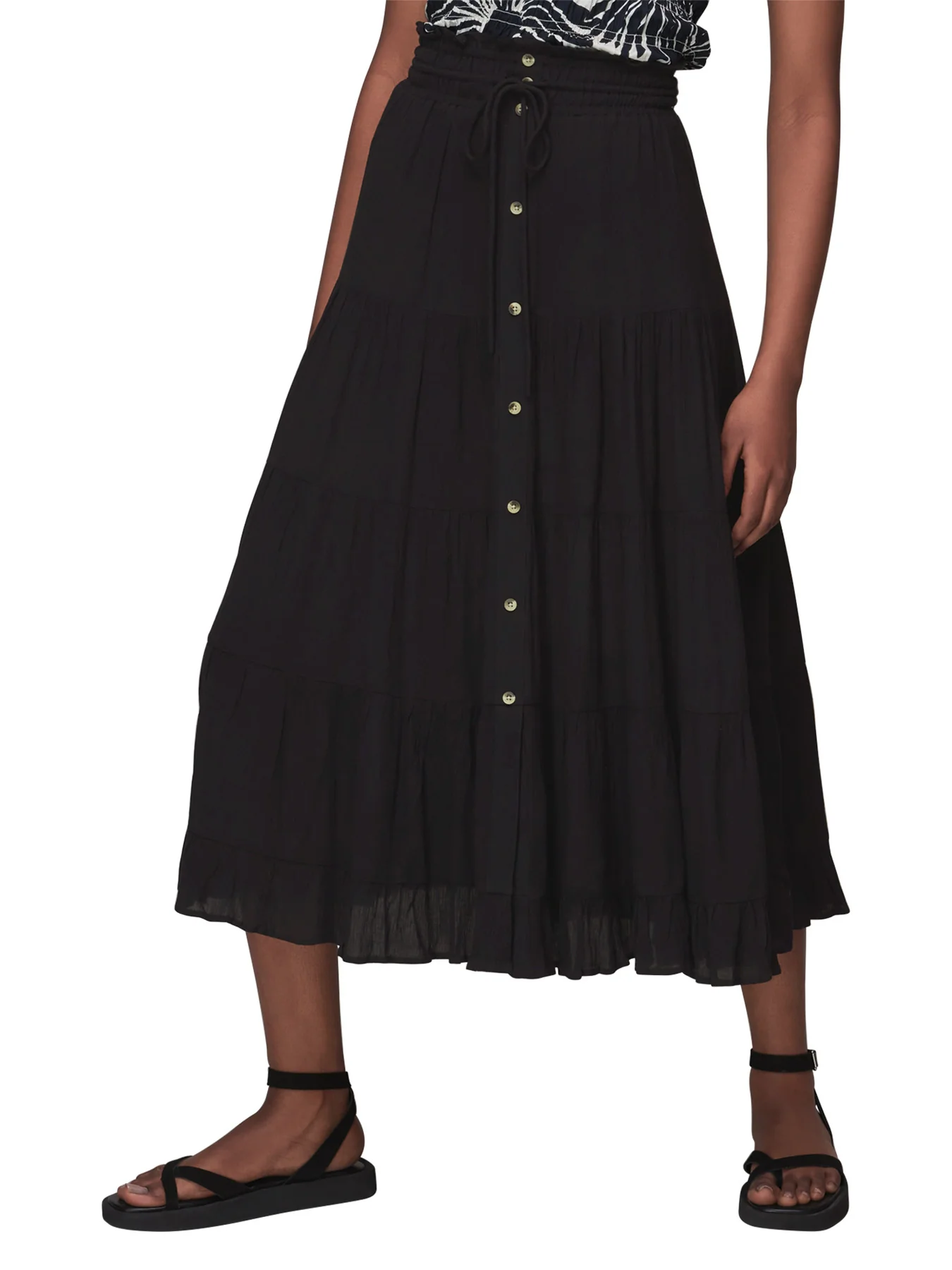 Button Front Crinkle Skirt - Image 2
