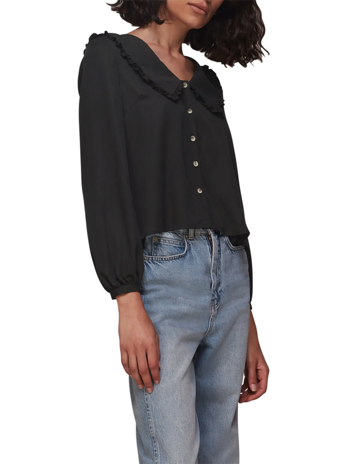 Oversized Collar Detail Top - Image 2