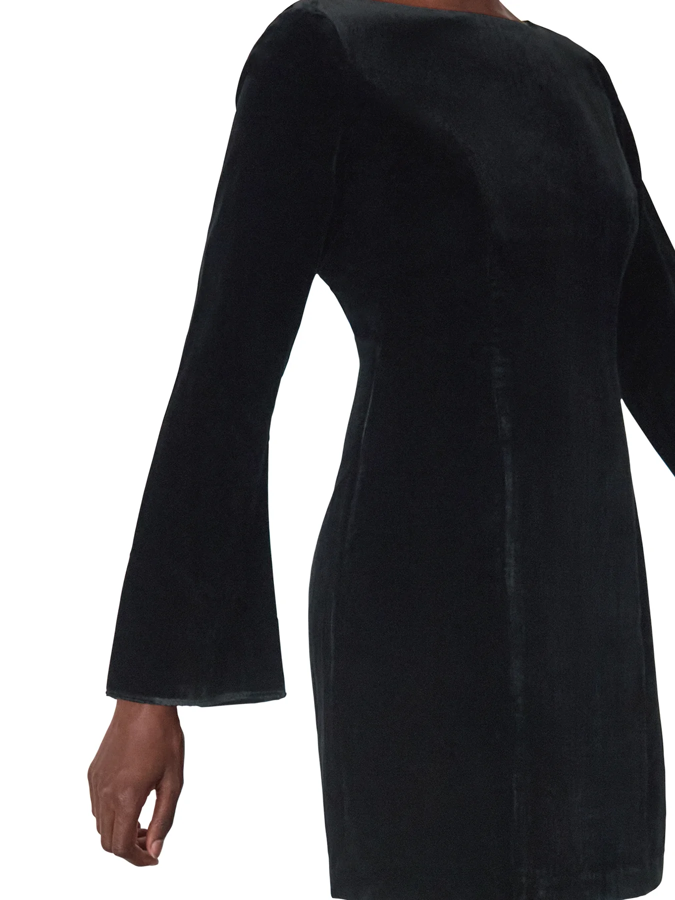 Velvet Flare Sleeve Dress Black - Image 4