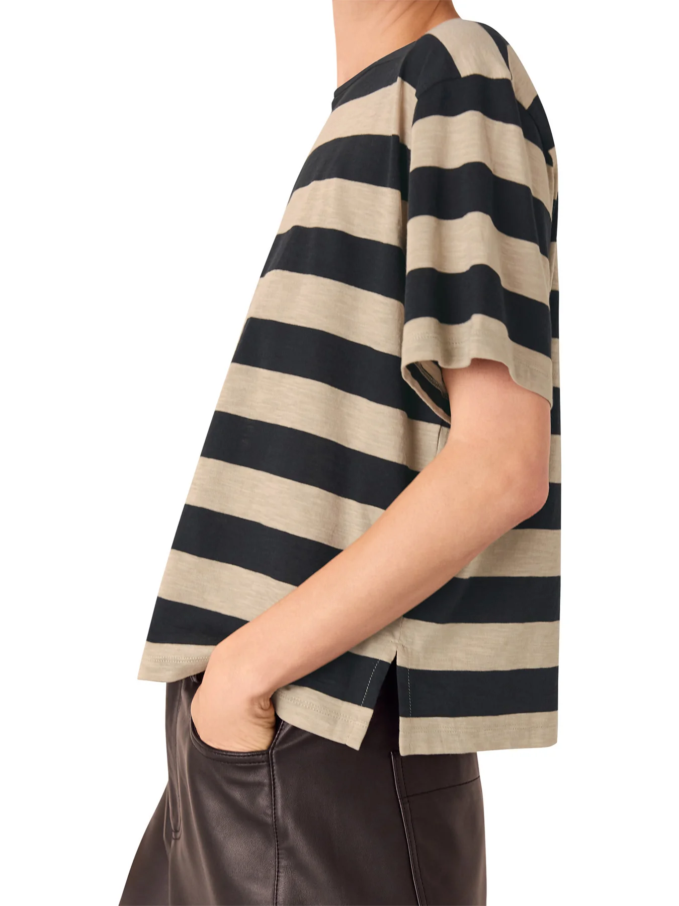 Wide Stripe Tee Black - Image 4