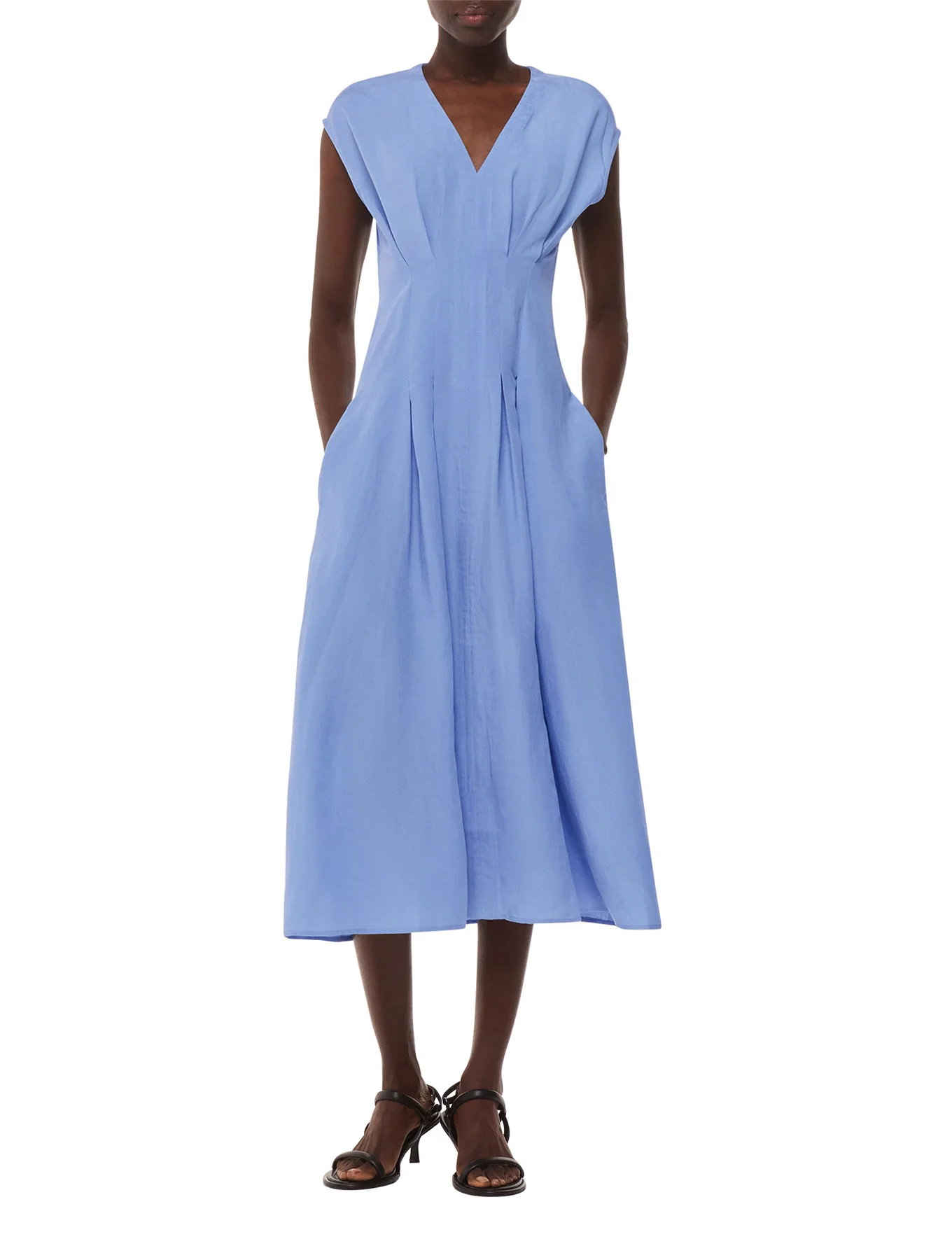 Blue Panel Linen Blend Dress - Image 2
