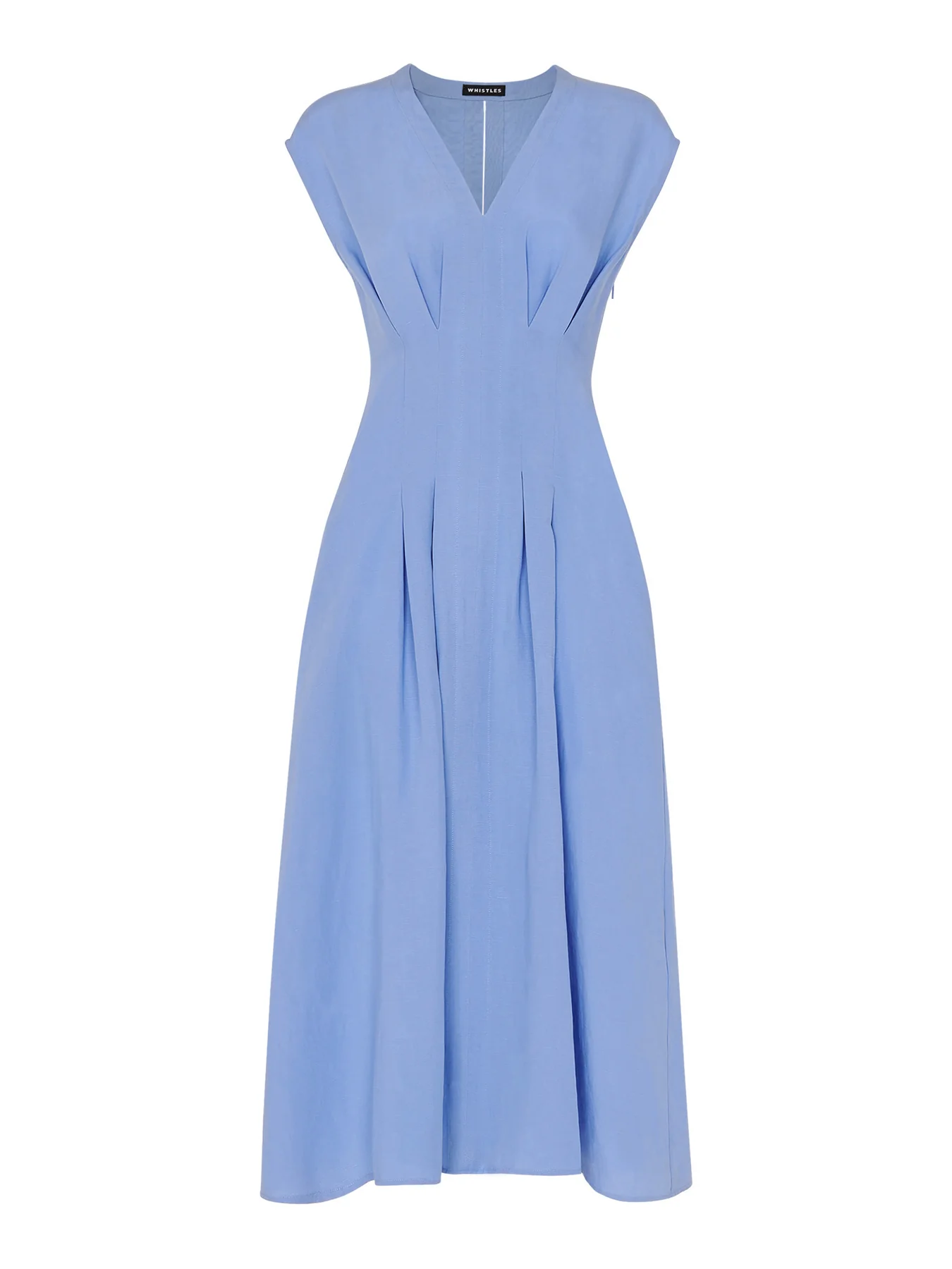 Blue Panel Linen Blend Dress - Image 5