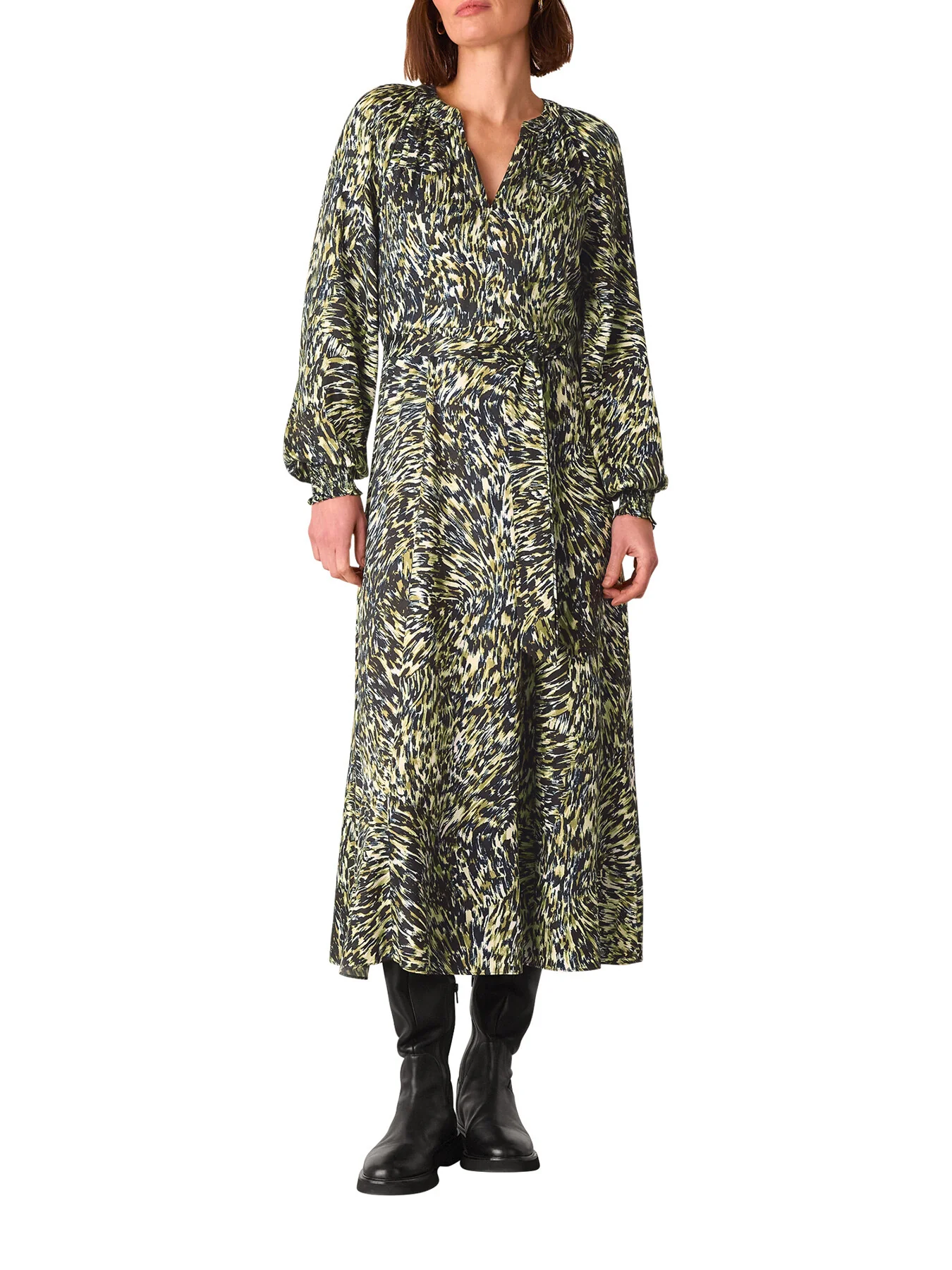 Khaki/Multi Leopard Swirl Midi Dress - Image 2