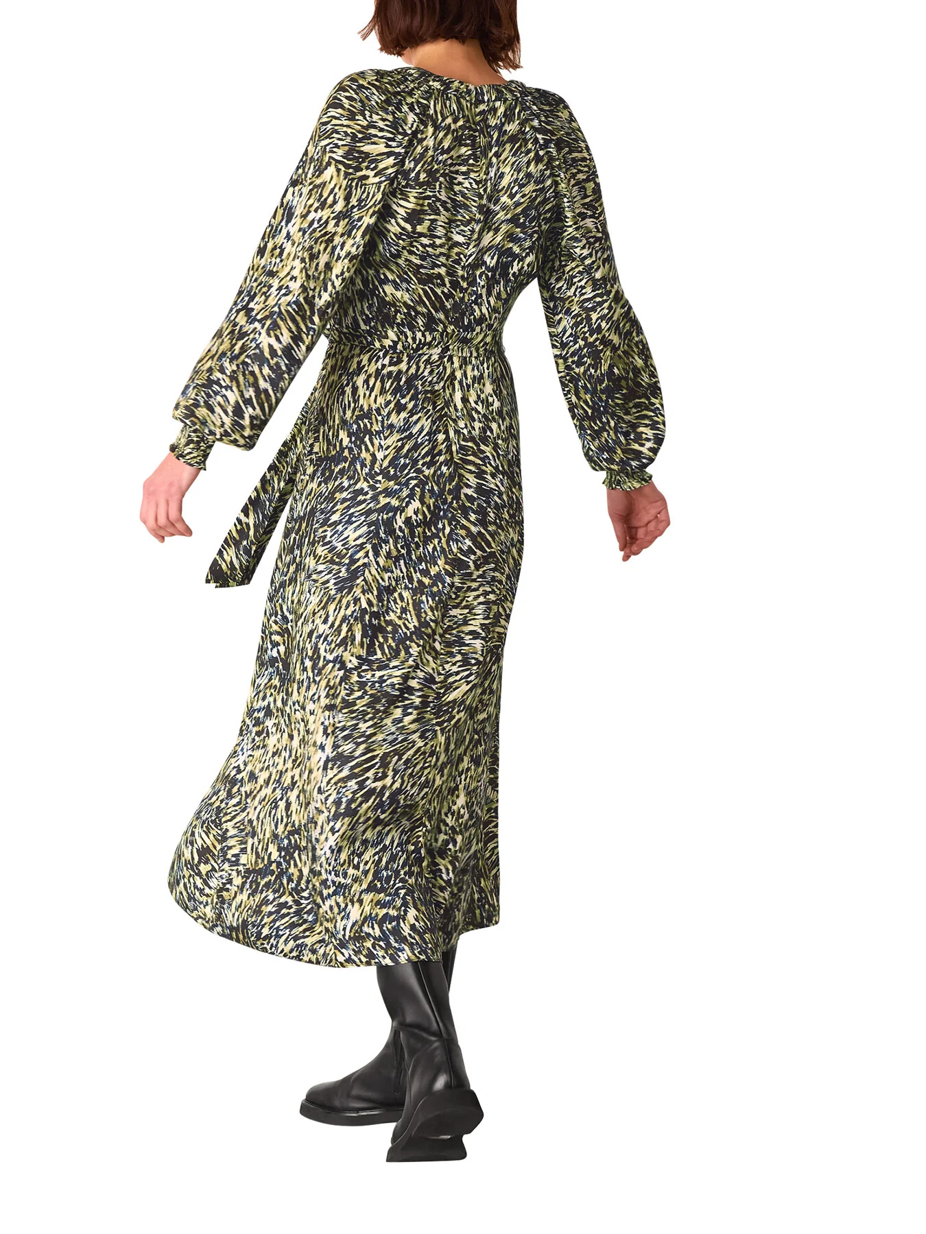 Khaki/Multi Leopard Swirl Midi Dress - Image 3